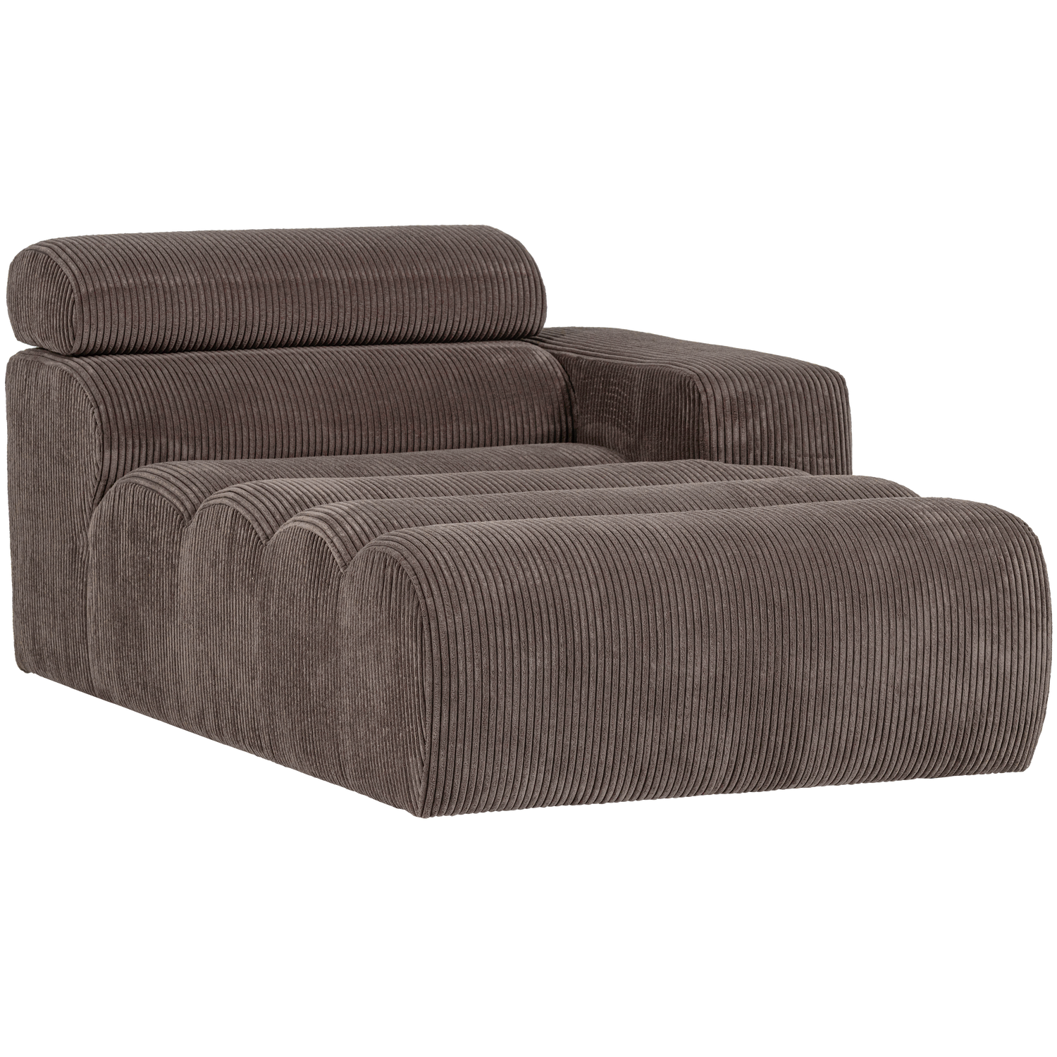 Novi chaise longue element arm rechts boucle karamelbruin