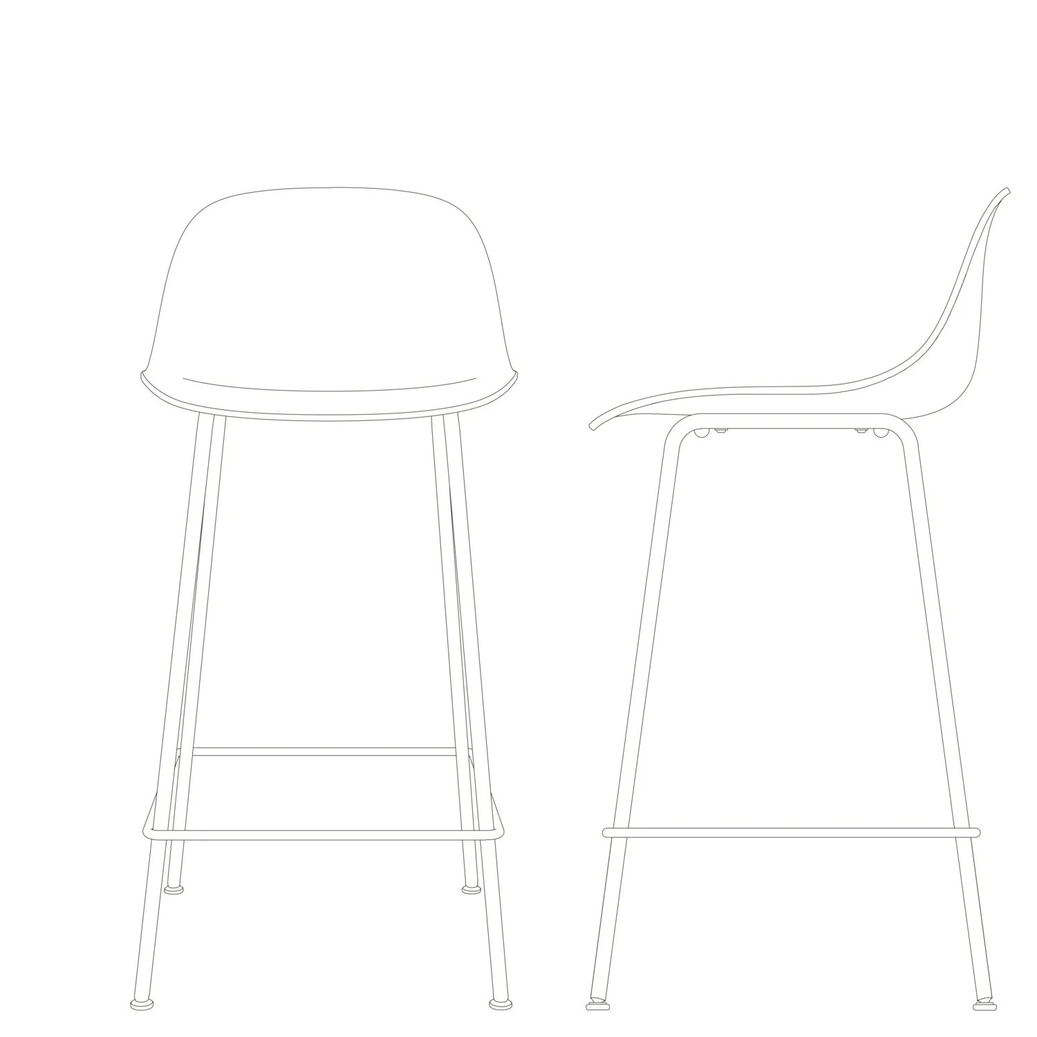 Muuto barkruk met rugleuning Fiber Counter Stool Tube Base