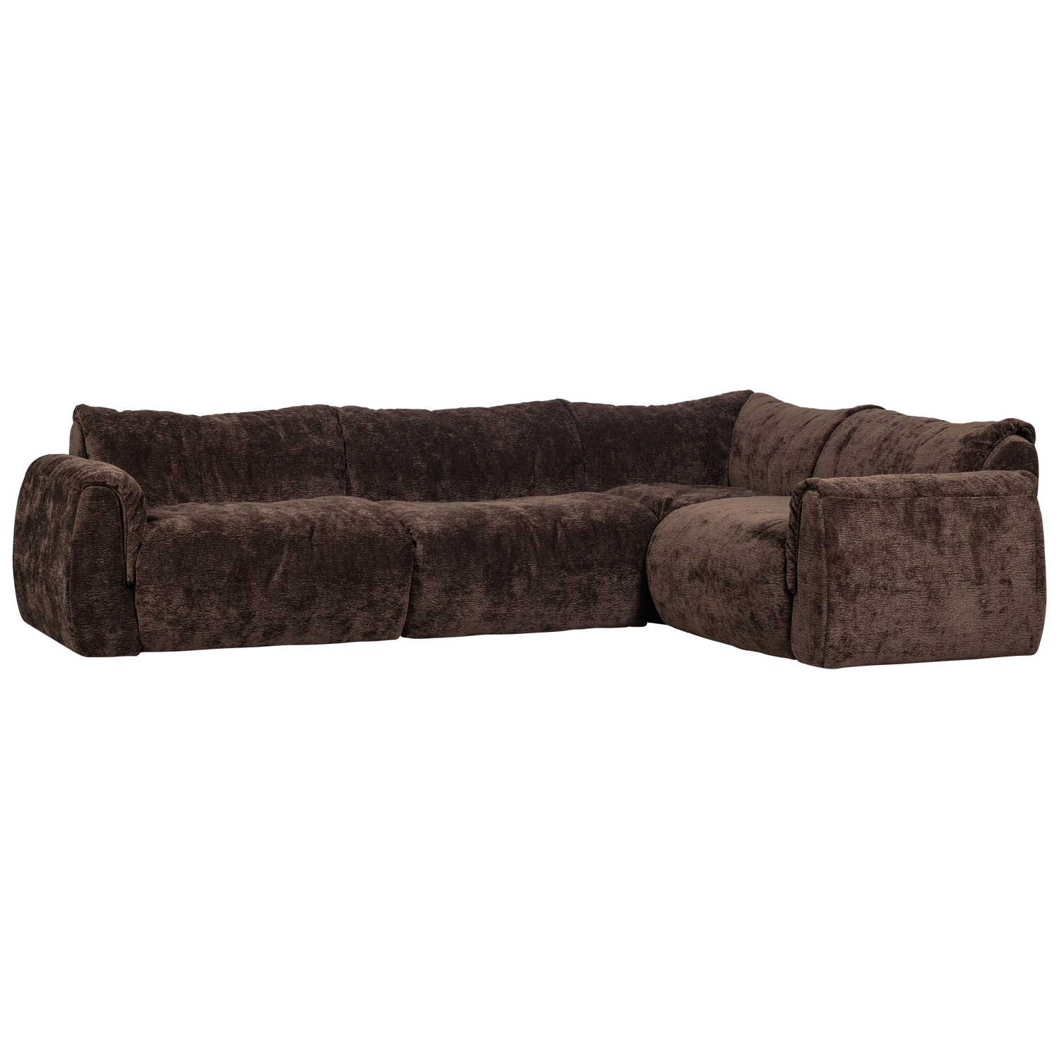 Baggy hoekbank rechts 3d chenille donkerbruin