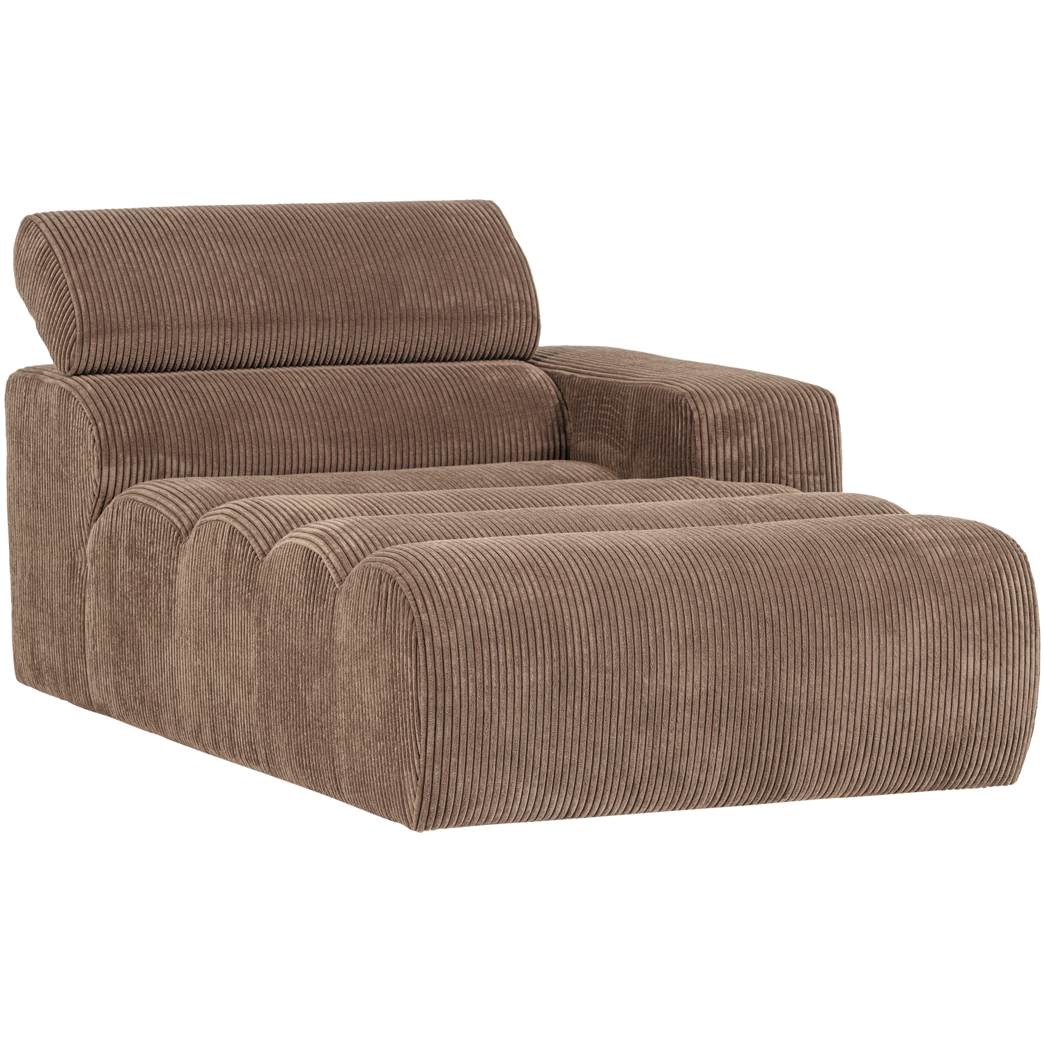Novi chaise longue element arm rechts boucle karamelbruin
