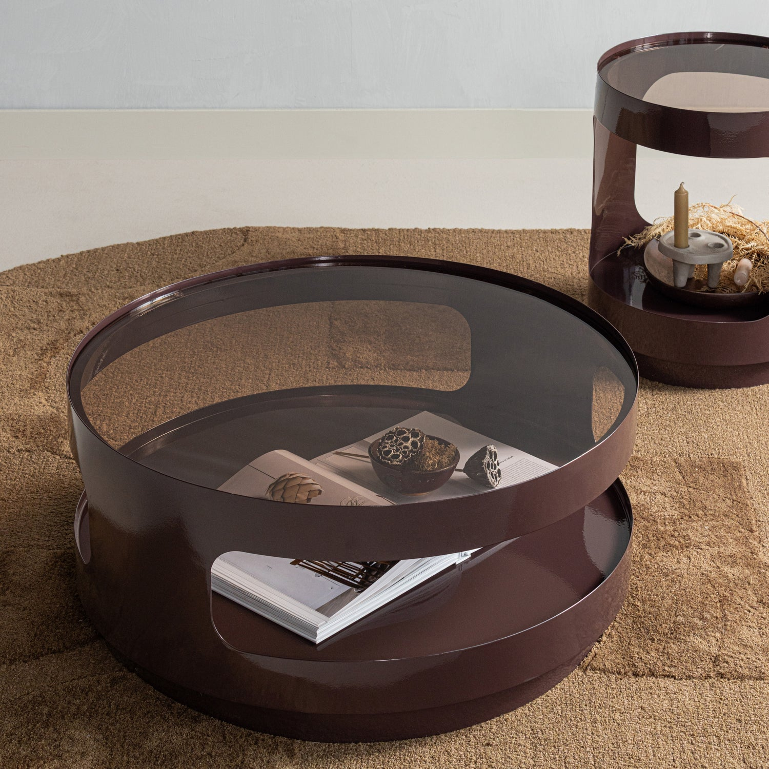 Sero salontafel metaal/glas bruin