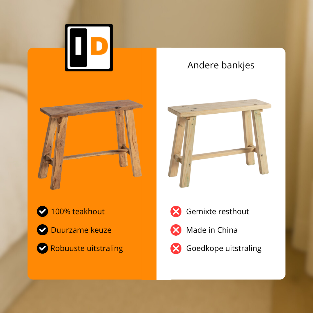 Teakhouten krukjes naturel