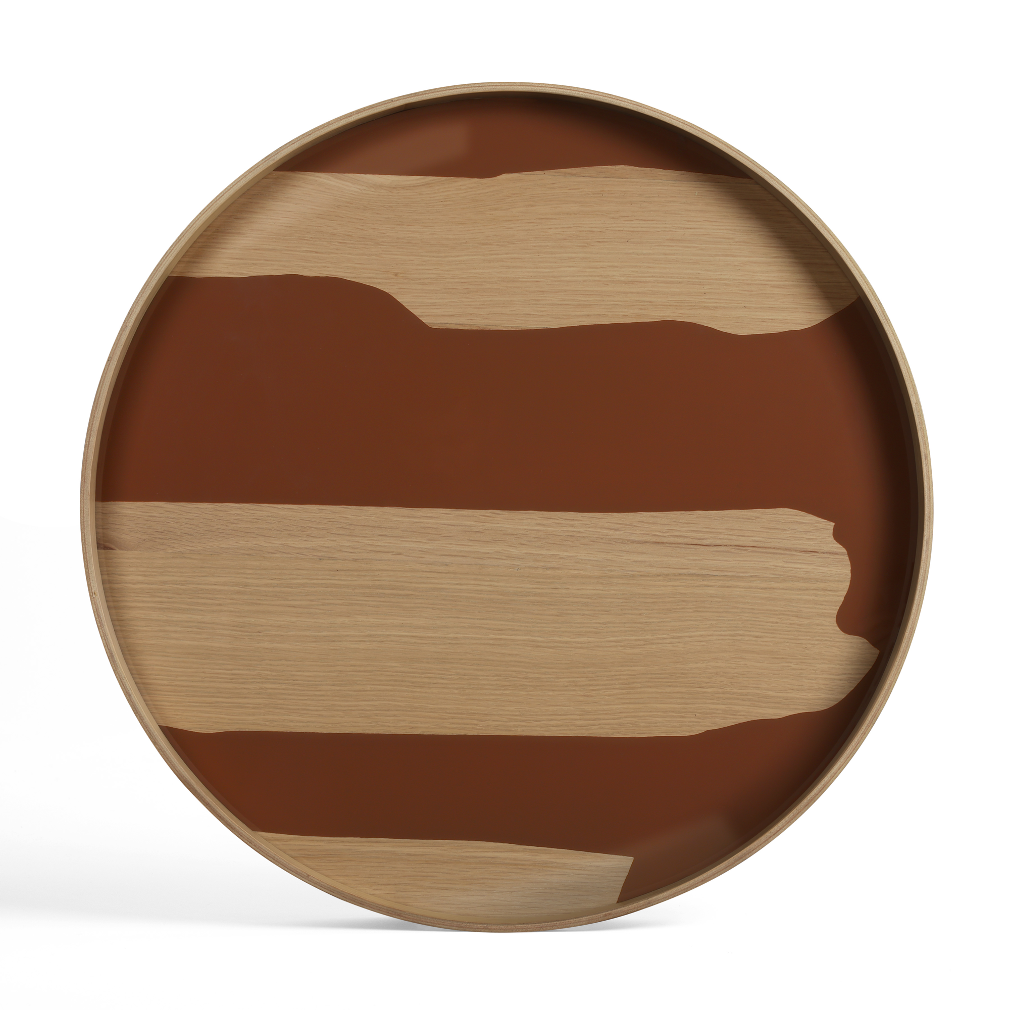 Second Nature glazen dienblad rond  - auburn