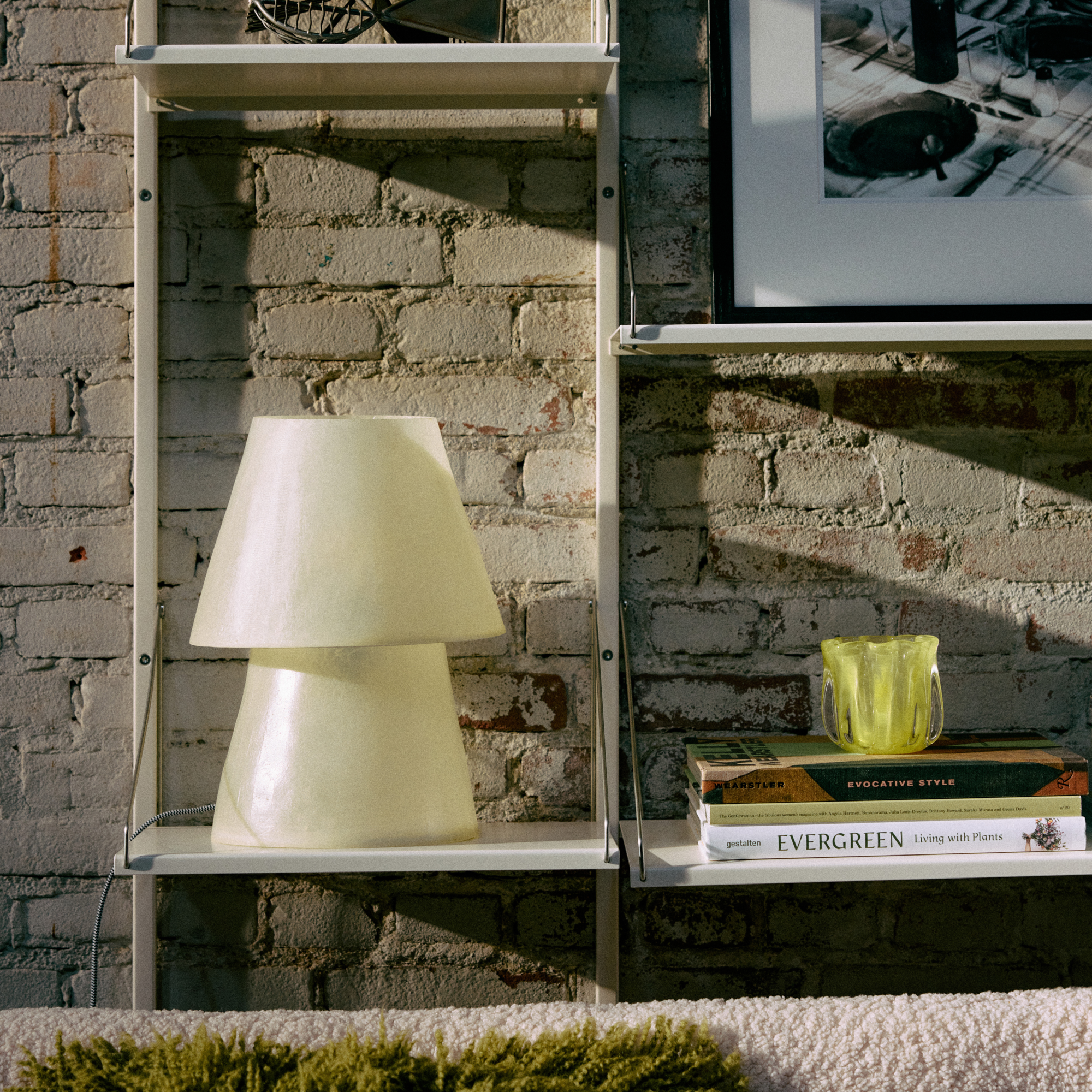HKliving Tafellamp glassfiber off white