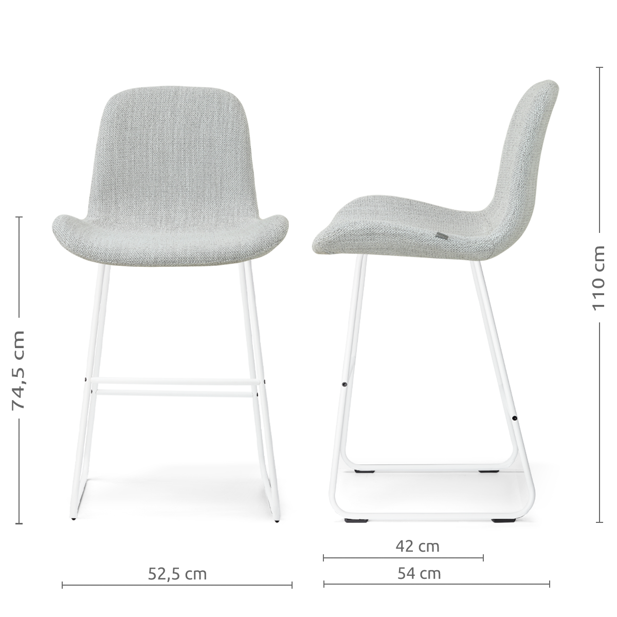 Barkruk Nino-Fé wit onderstel rib beige 75 cm