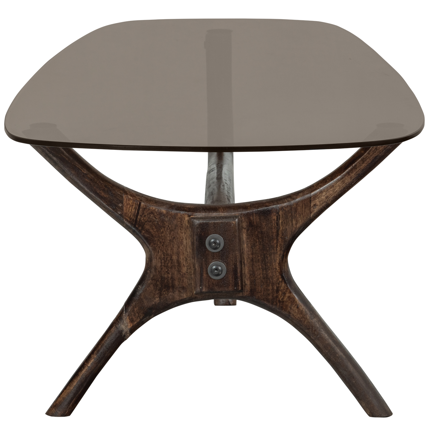 Flash salontafel mangohout/glas walnoot