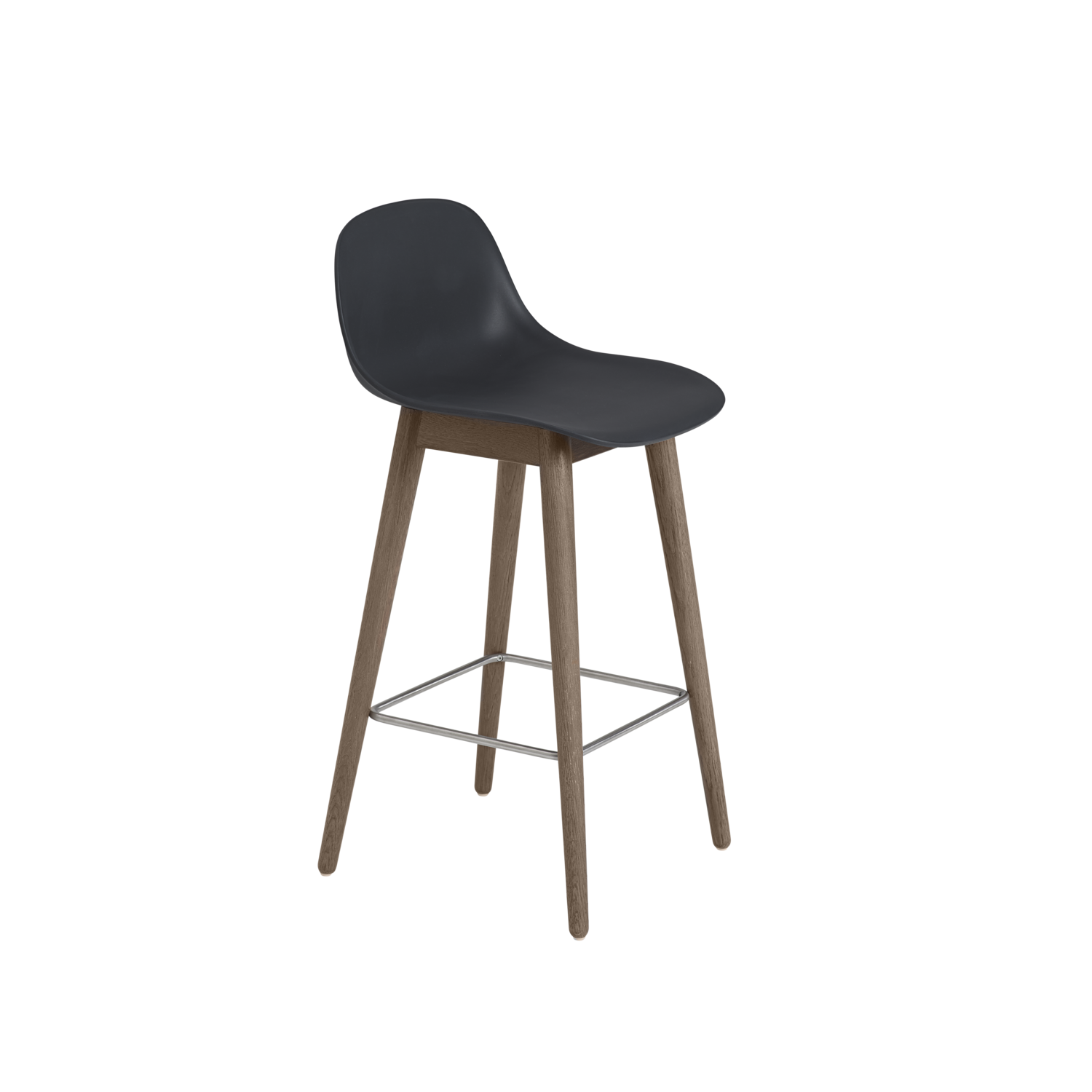 Muuto barkruk met rugleuning Fiber Counter Stool Wood Base