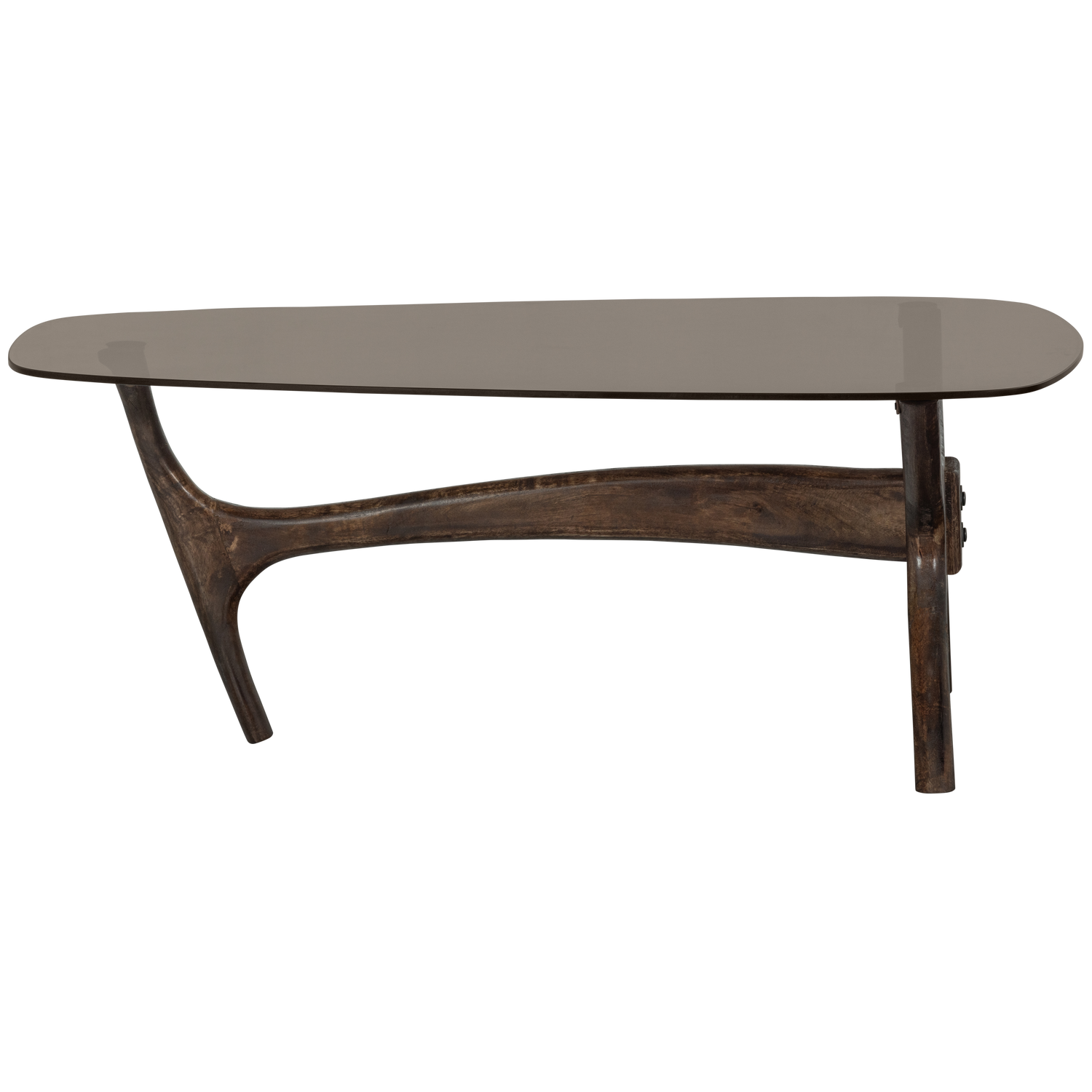 Flash salontafel mangohout/glas walnoot