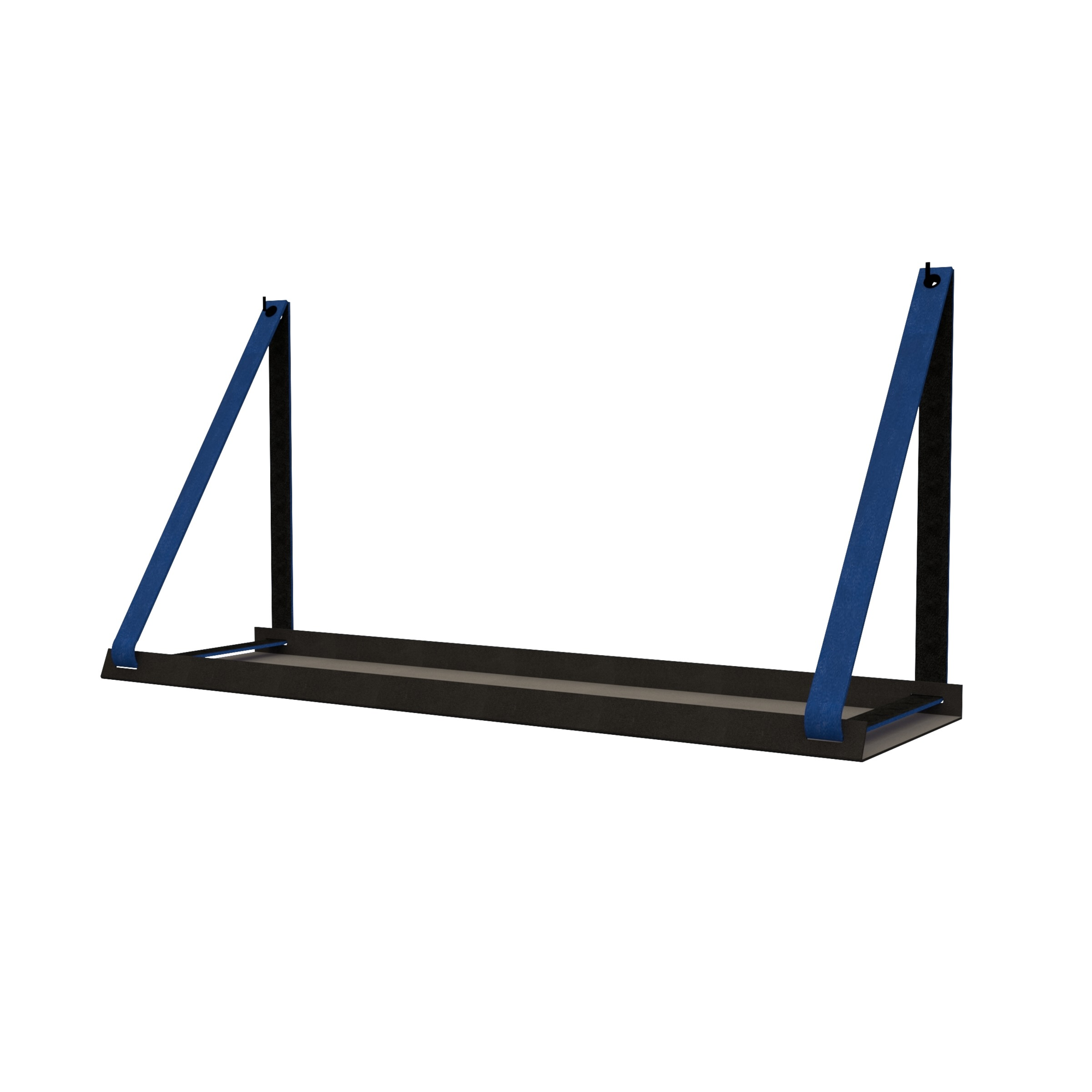 Stalen wandplank 70x20cm - incl. leren plankdragers