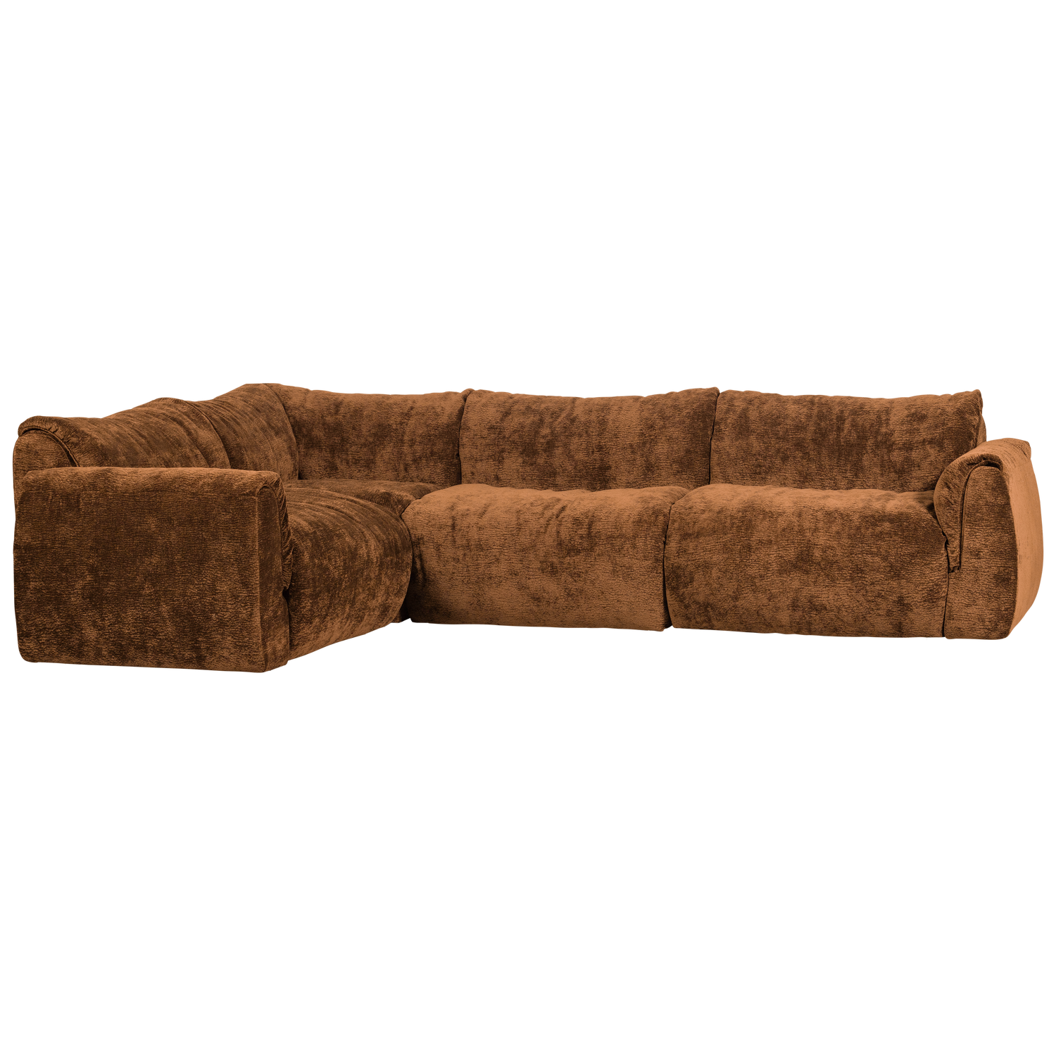 Baggy hoekbank links geweven chenille bruin