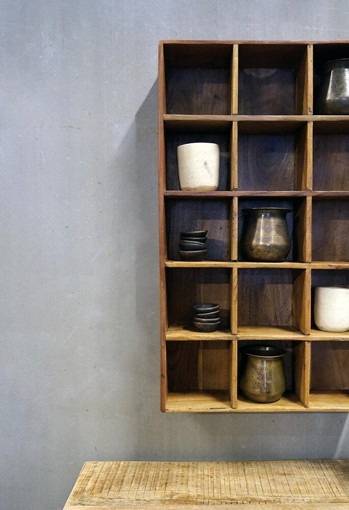 Houten wandrek 15 vakken