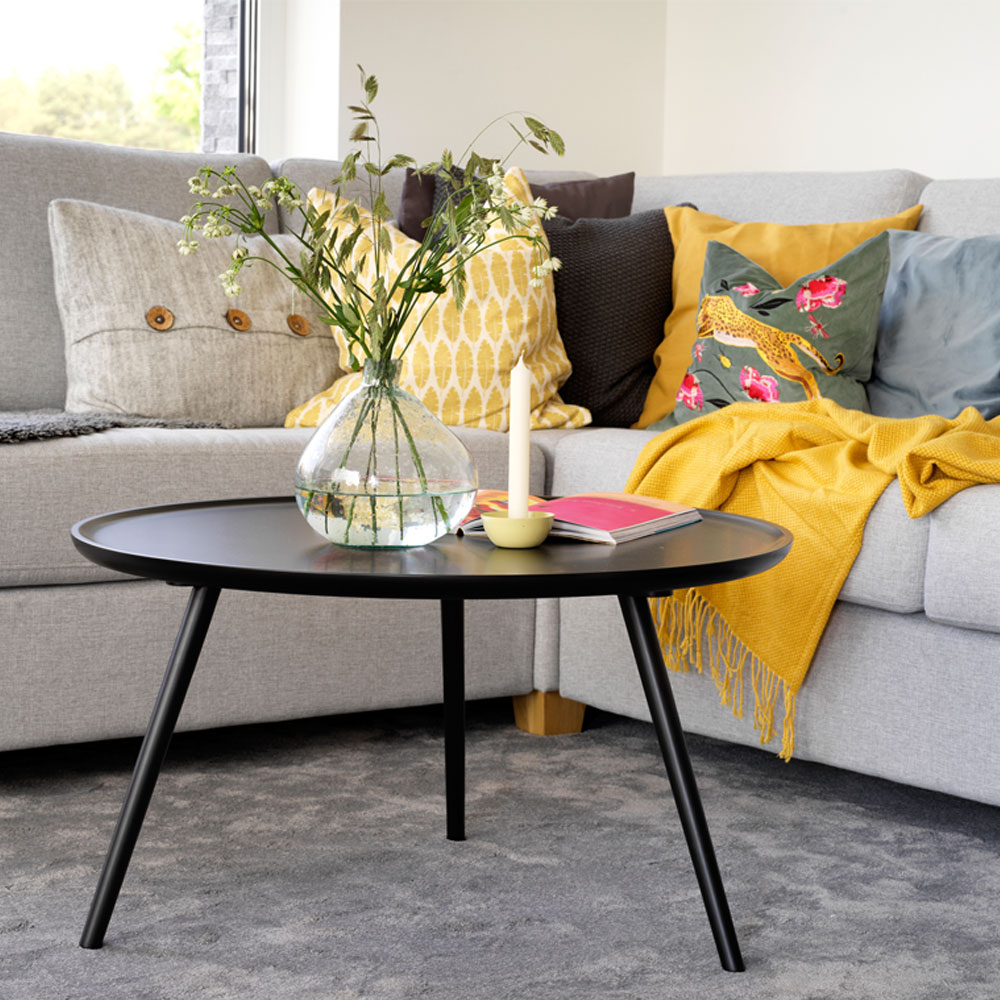 Daisy ronde houten salontafel zwart - Ø80 cm