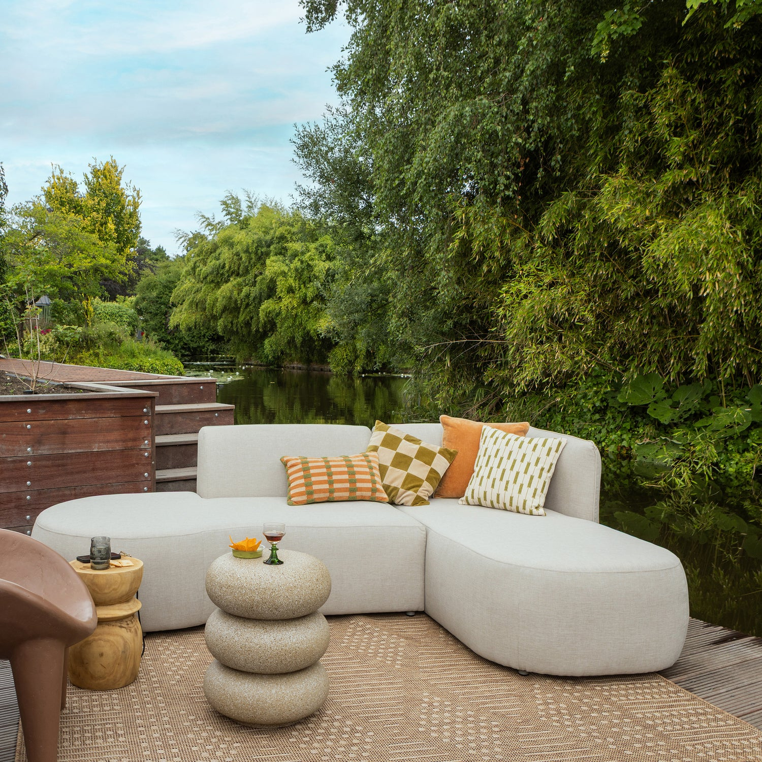 Chios tuin loungeset organisch rechts naturel