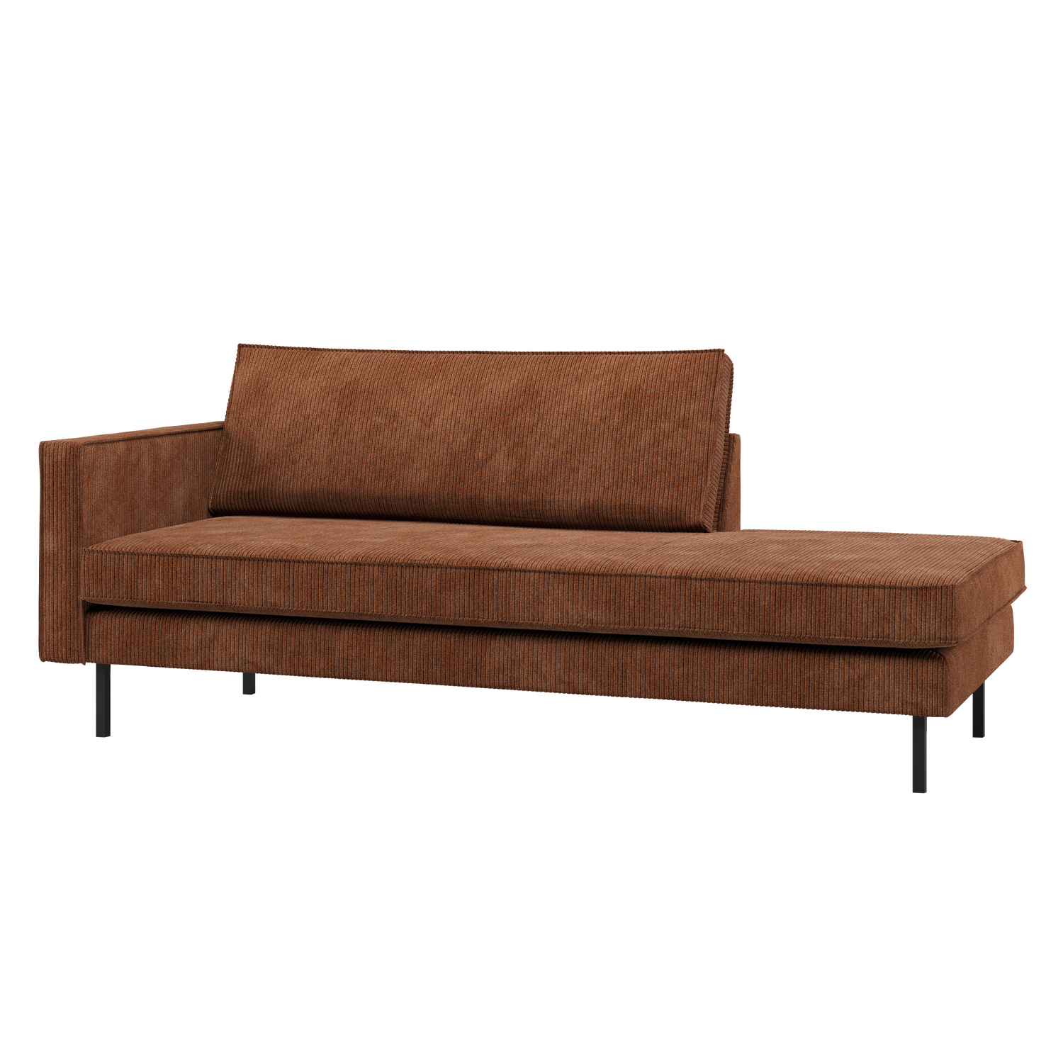 Rodeo daybed rechts ribstof bruin