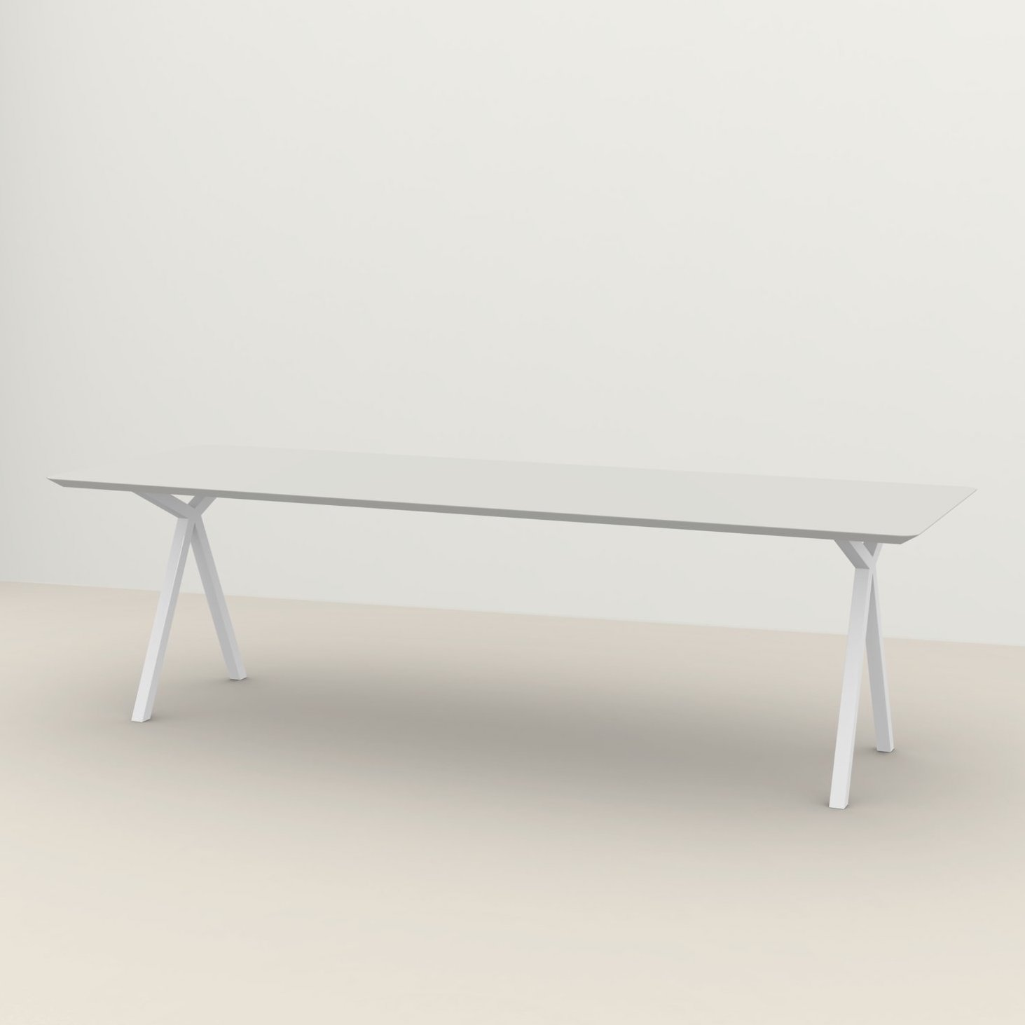 Studio HENK tafel Slim X-type Rechthoekig - wit frame, HPL Fenix bianco kos