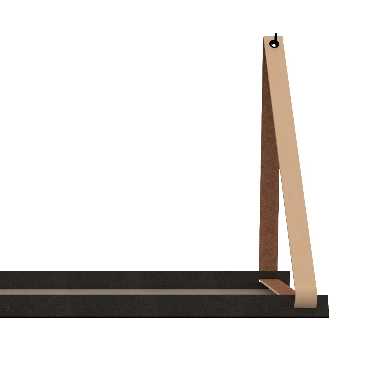 Stalen wandplank 70x20cm - incl. leren plankdragers