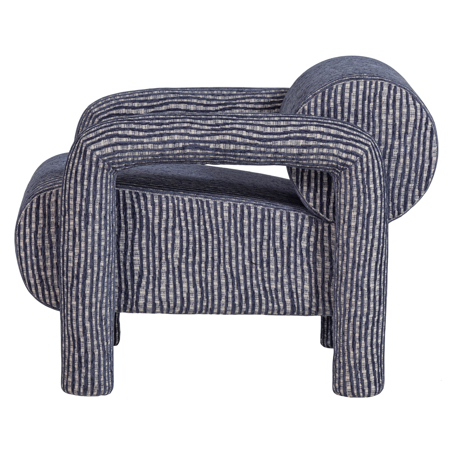 Lenny fauteuil met dessin grijsblauw