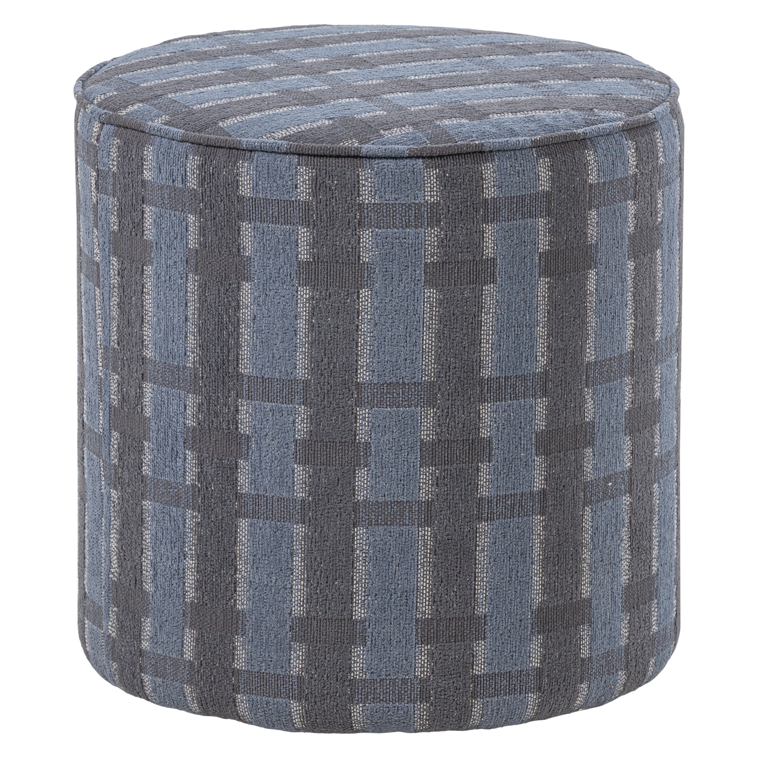 Sarli poef hoog ruit dessin chenille taupe/geel [fsc]