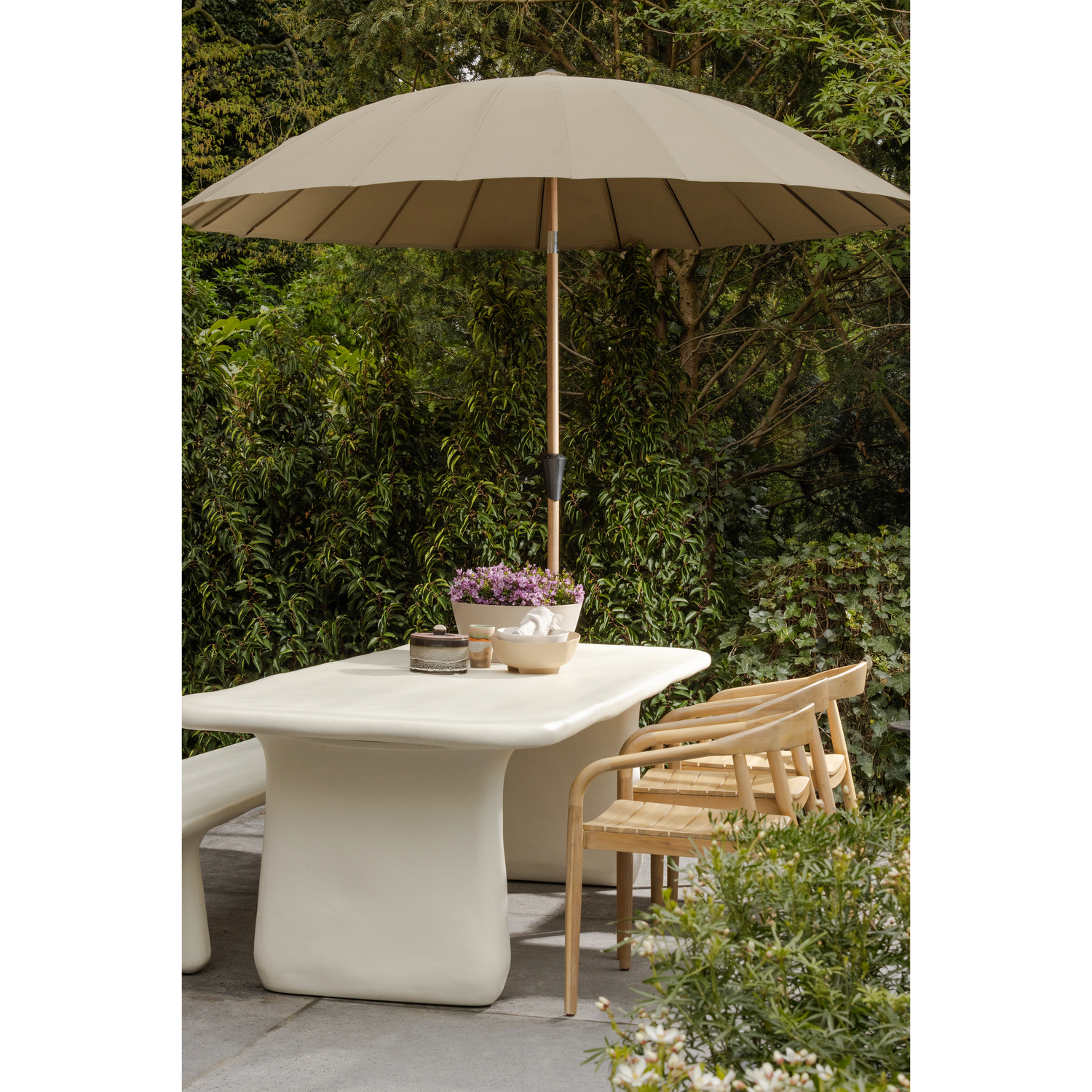 Loggia tuinbank 227x40 cm vezelversterkte polymeer naturel