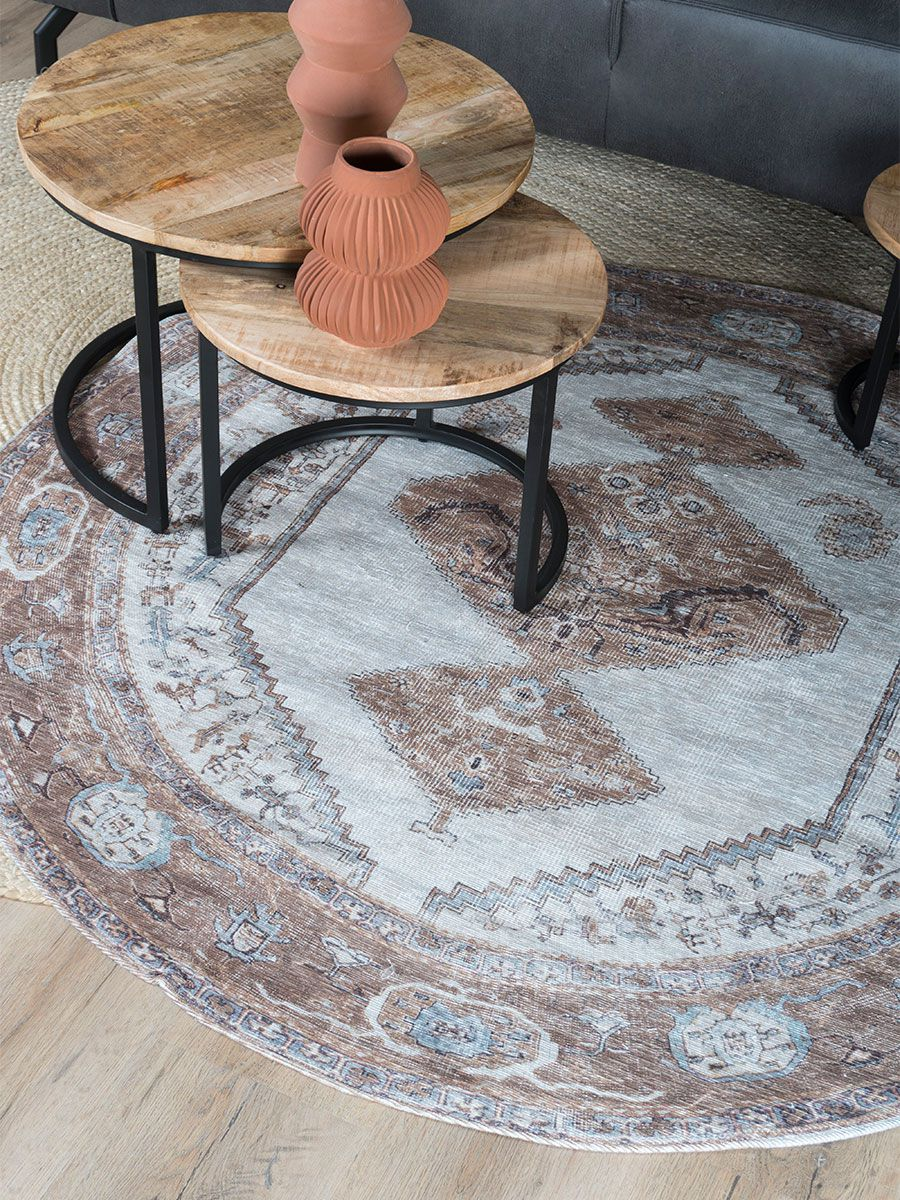 Vloerkleed Karaca - Brown 08 Rond