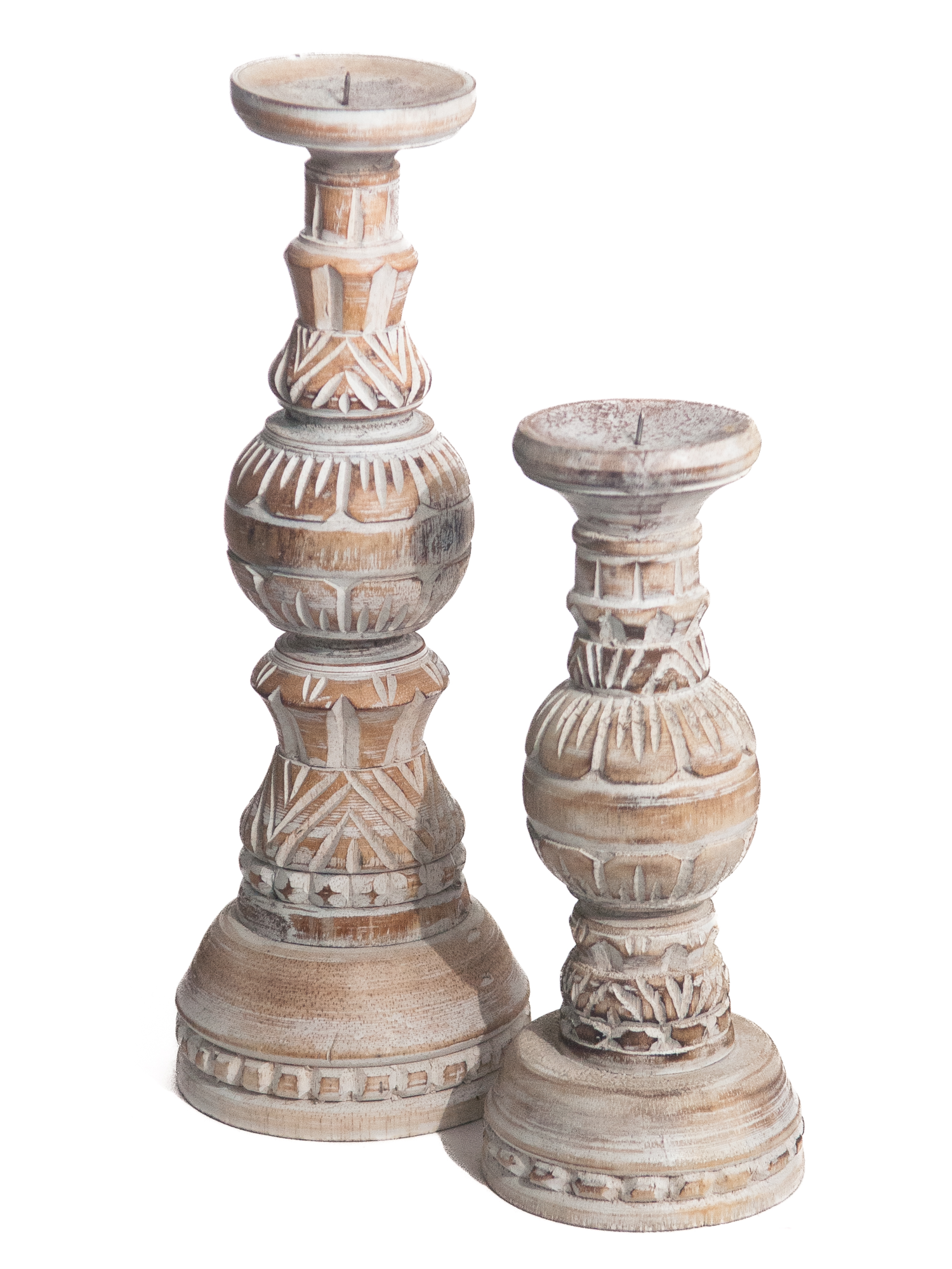 Set houten kandelaren Tangan in diverse kleuren