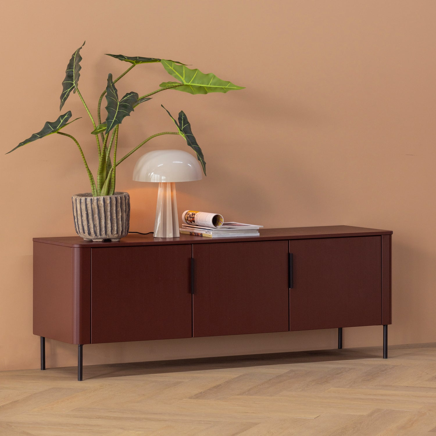 Gunnar tv meubel 154 cm grenen mud [fsc]