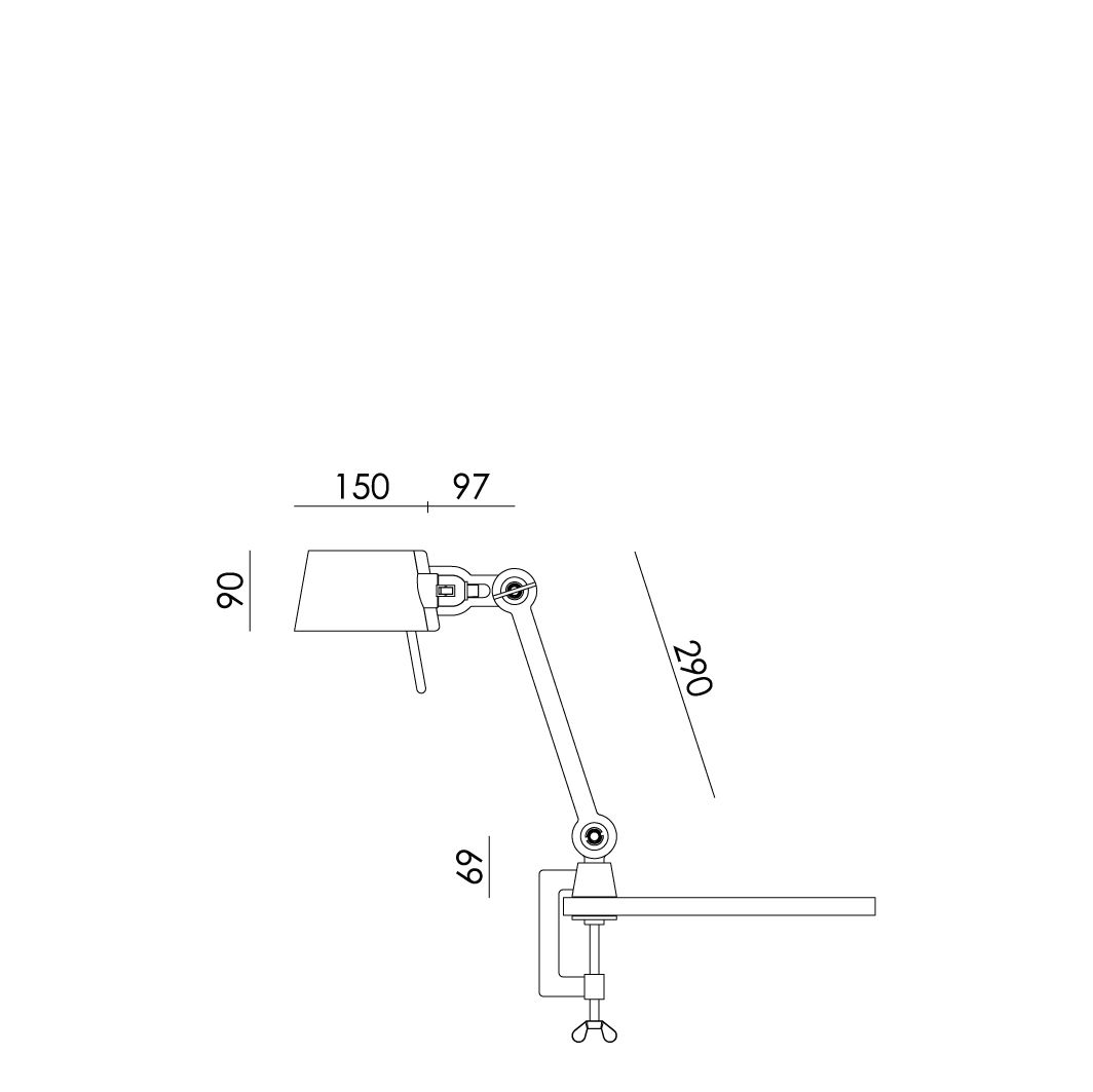 Tonone bureaulamp Bolt 1 arm Small Clamp
