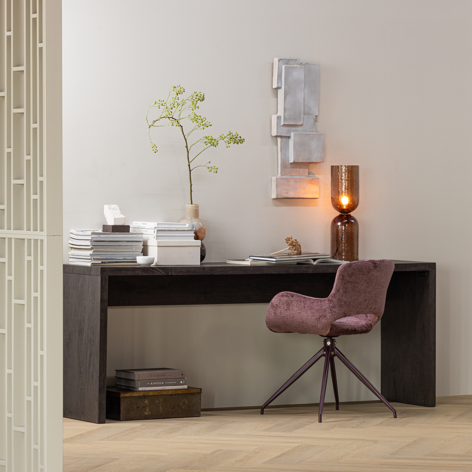Eliva eetkamerstoel structure velvet paars - set van 2
