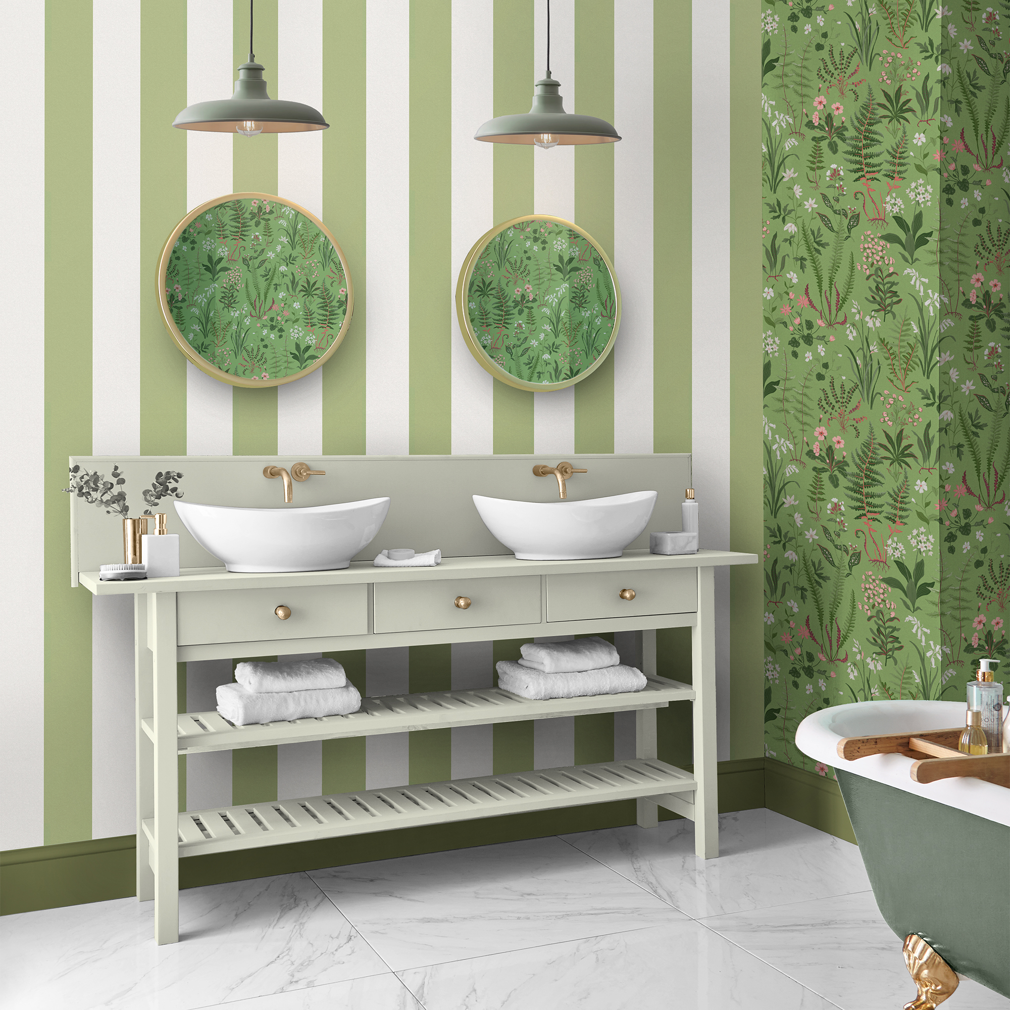 vliesbehang graham & brown quartet stripe green