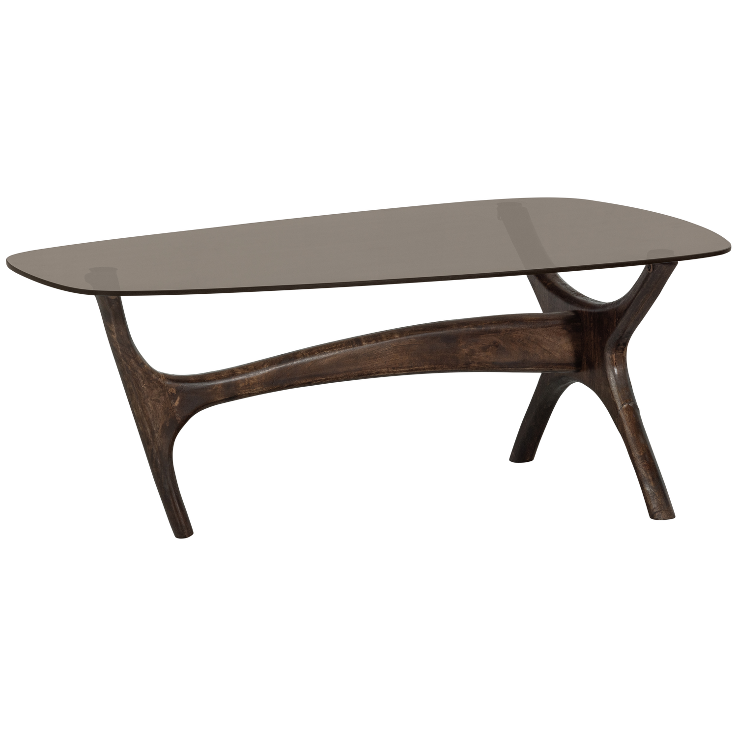 Flash salontafel mangohout/glas walnoot