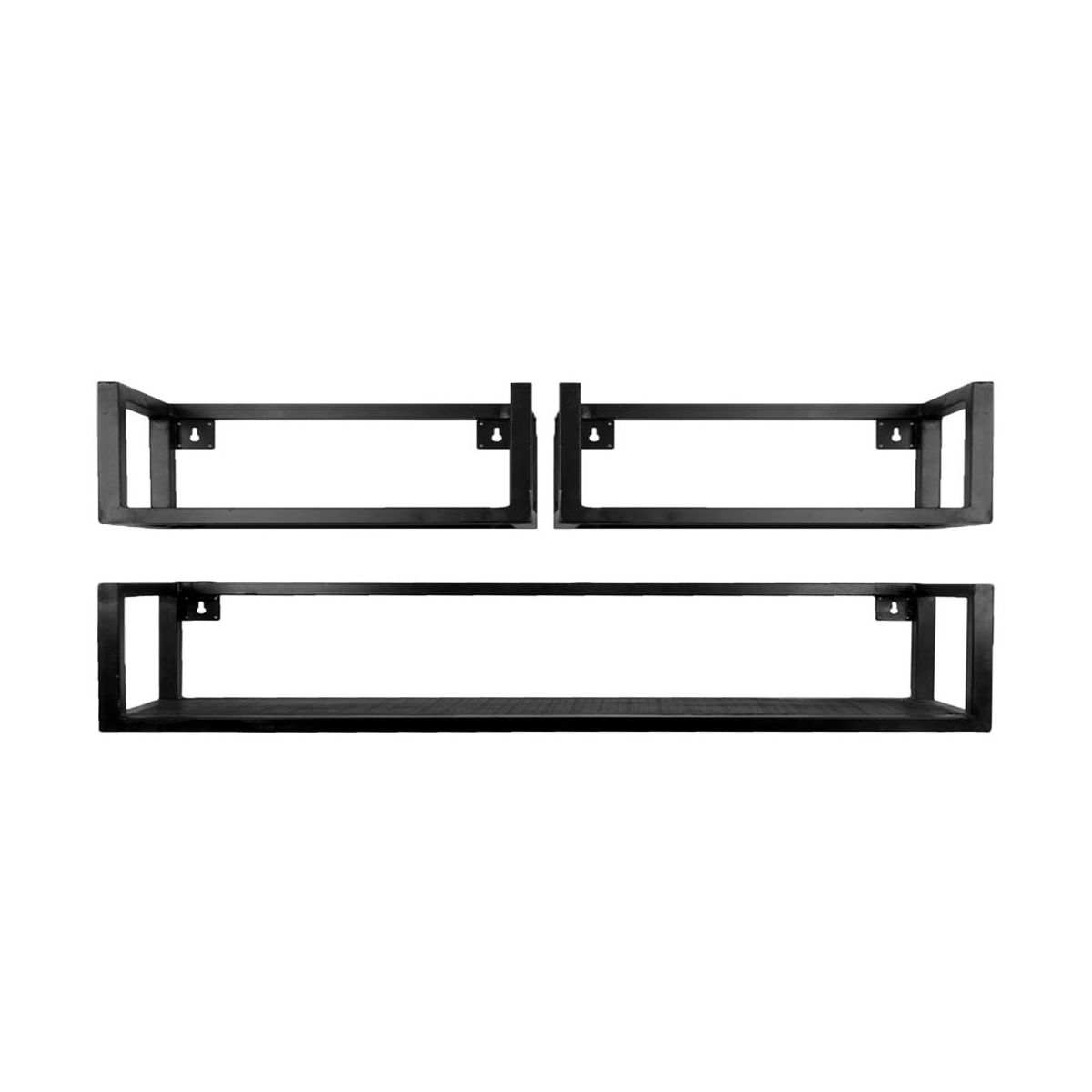 Wandplank Vintage Zwart Mangohout - Set 