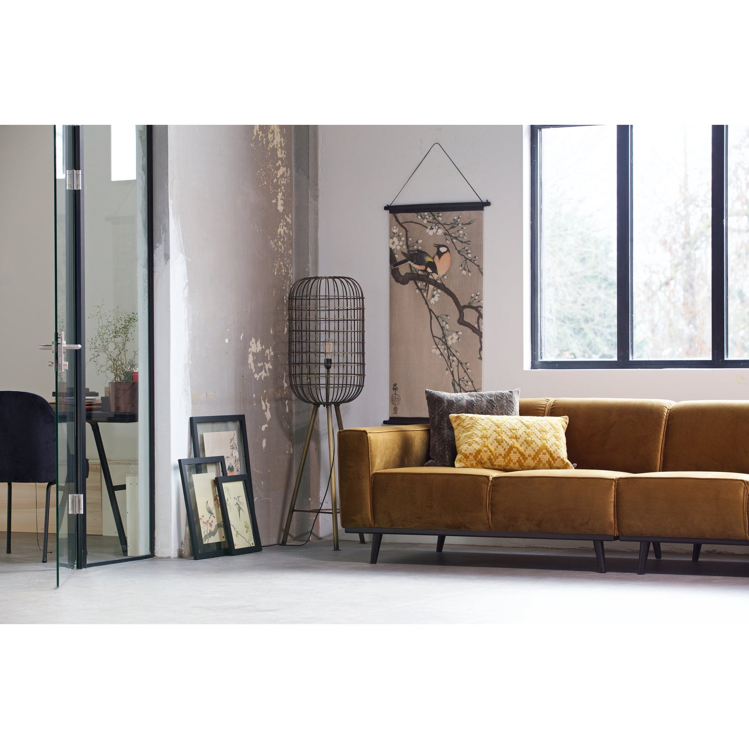 Statement 4-zits bank 280 cm chenille velvet perzikroze