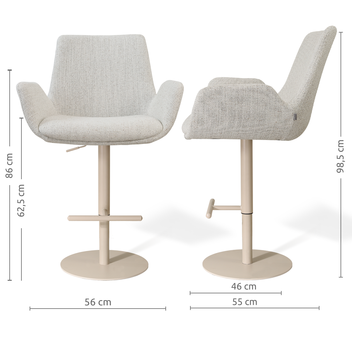 Niva-Eef draaibare tulp barkruk - beige