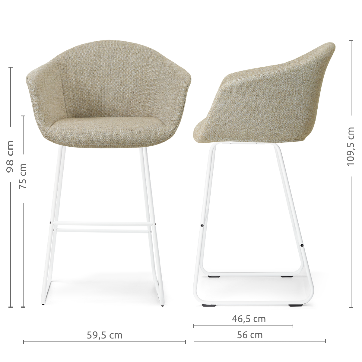 Nino-Otis - wit onderstel - 75 cm
