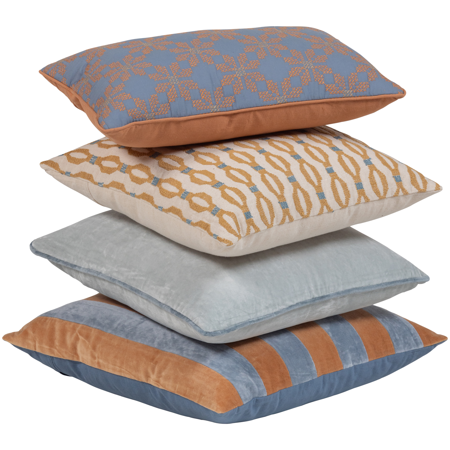 Lira kussens blauw/oranje - set van 4