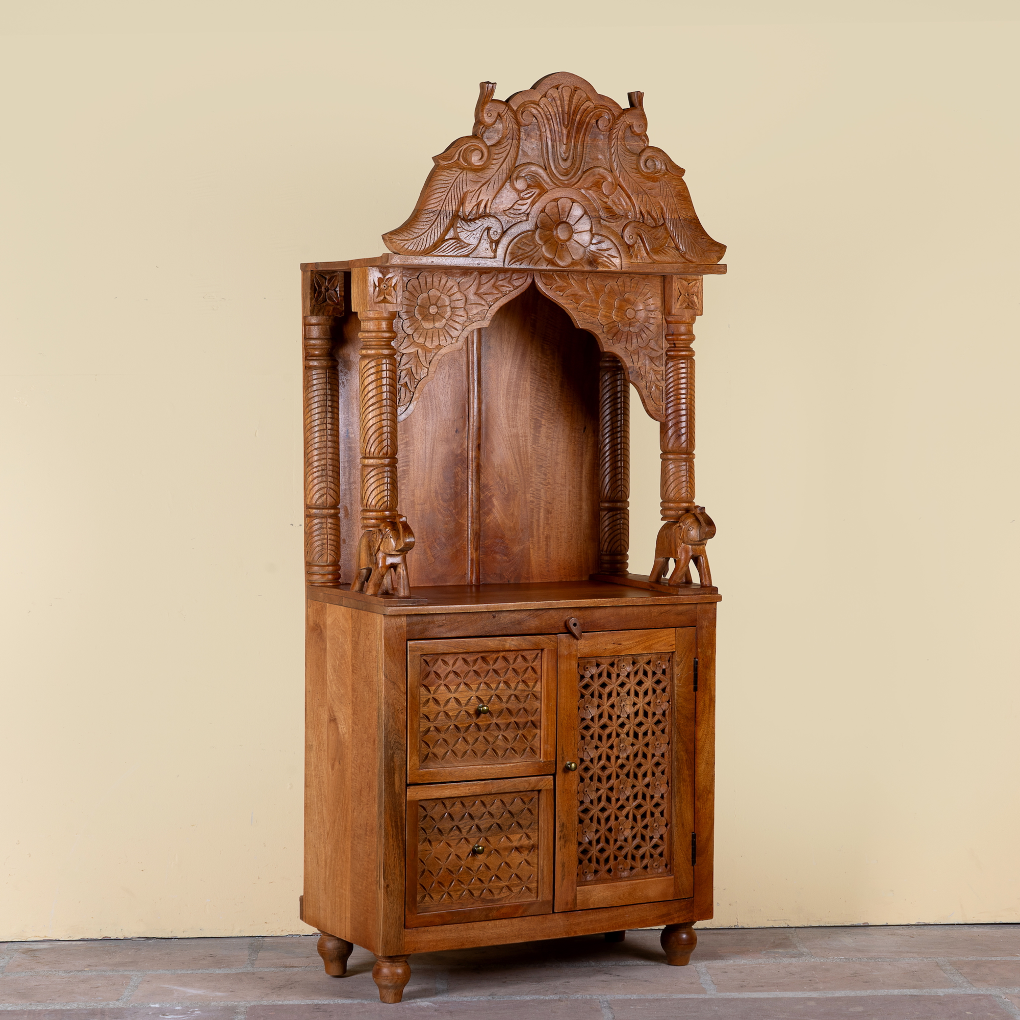 Moksha - Handgesneden Mandir van Mangohout