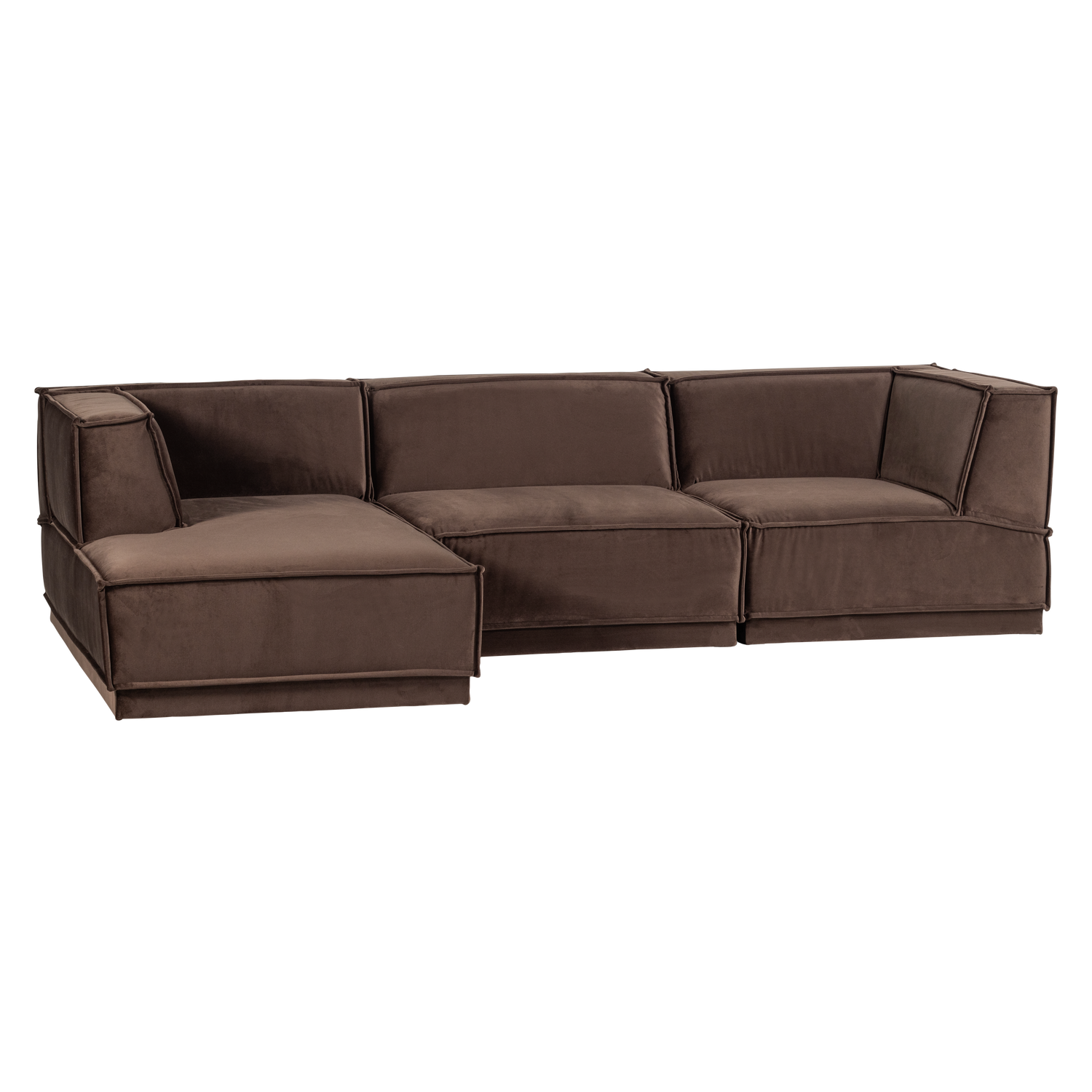 Manu chaise longue bank links velvet bruin [fsc]