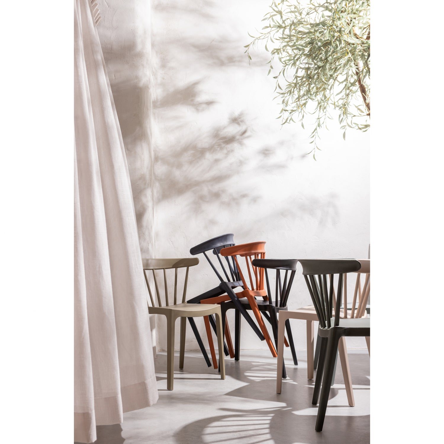 Bliss tuinstoel met spijlen kunststof paars/bruin
