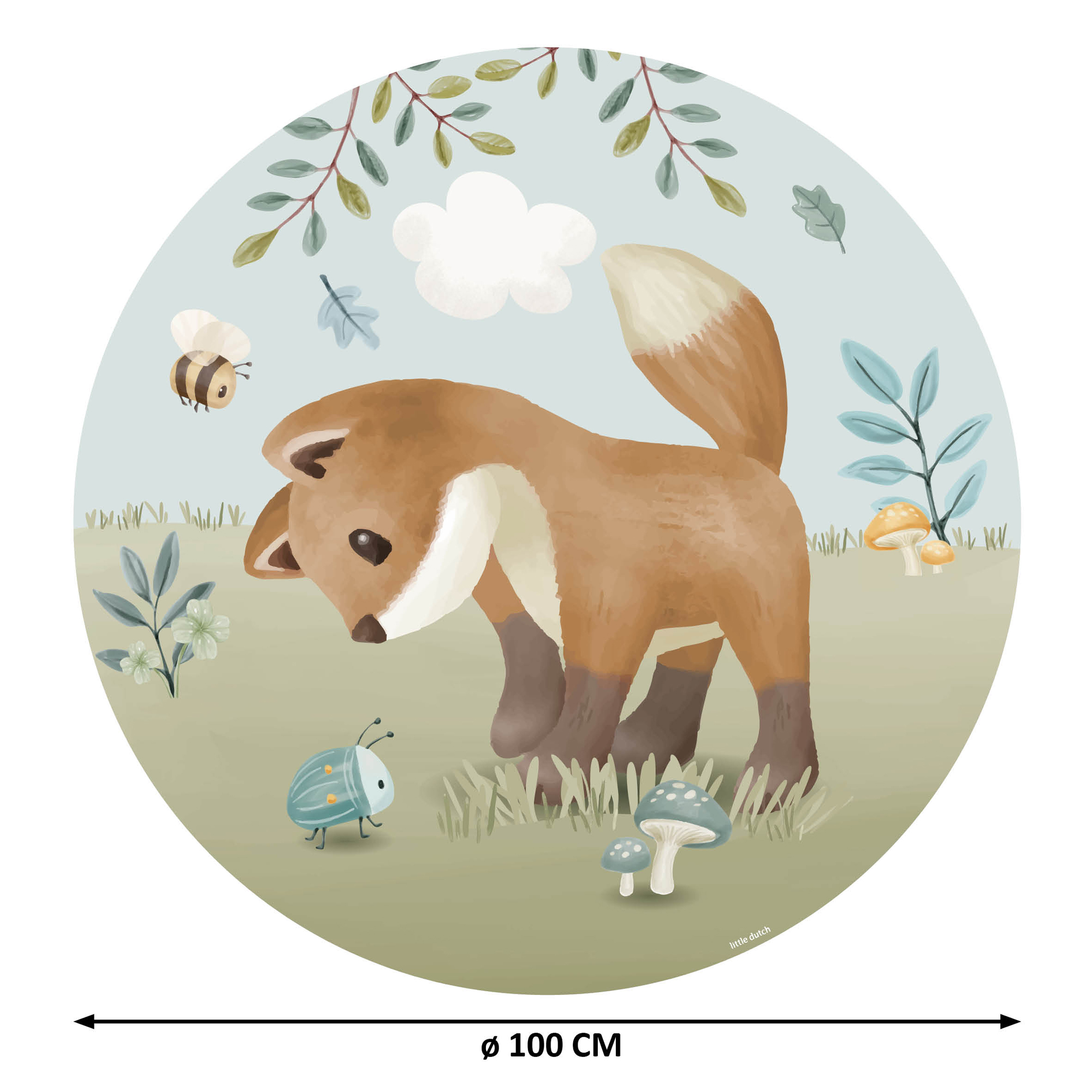Behangcirkel Forest Friends Groen (100cm)