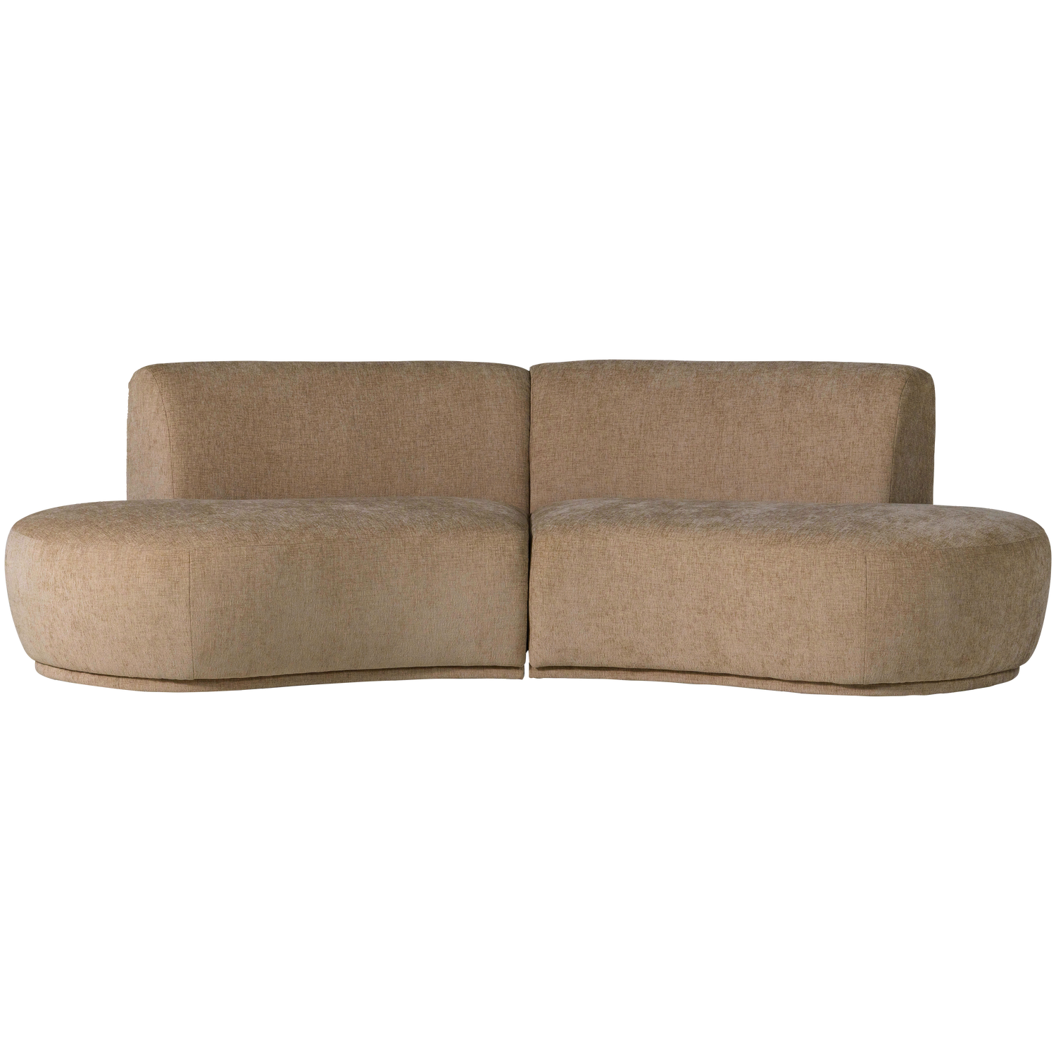 Batavier half ronde bank 4-zits velvet lichtbruin melange
