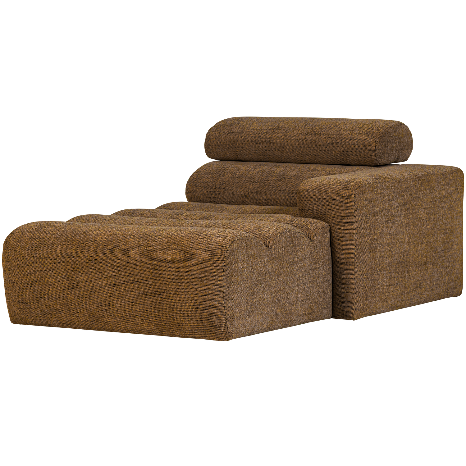 Novi chaise longue element arm rechts boucle karamelbruin