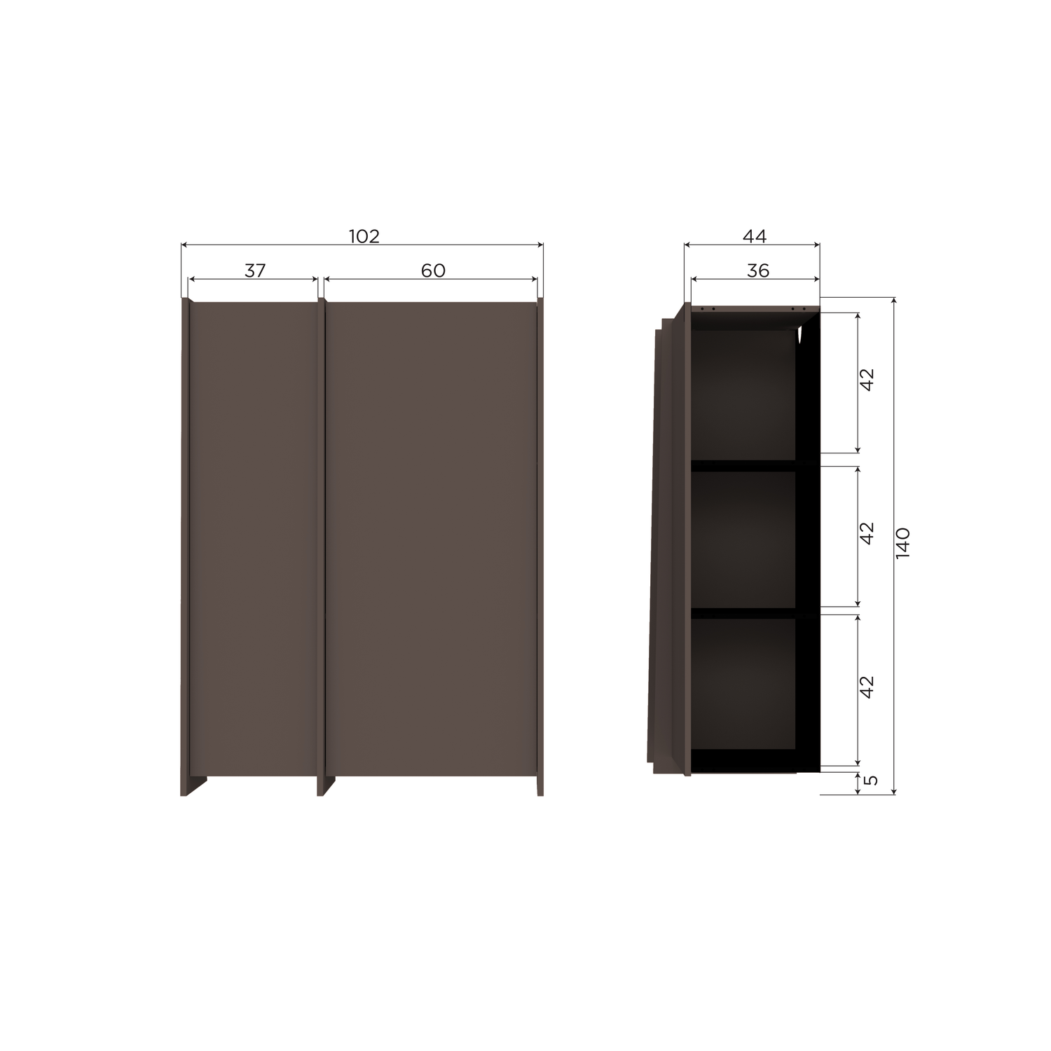 Brock 2-deurs kast essen fineer warmgrijs [fsc]