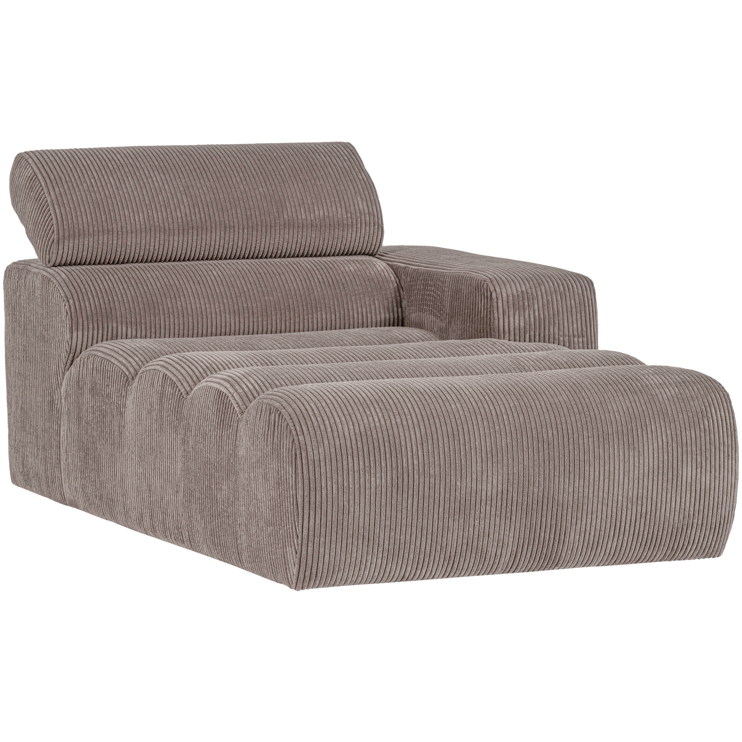 Novi chaise longue element arm rechts boucle karamelbruin