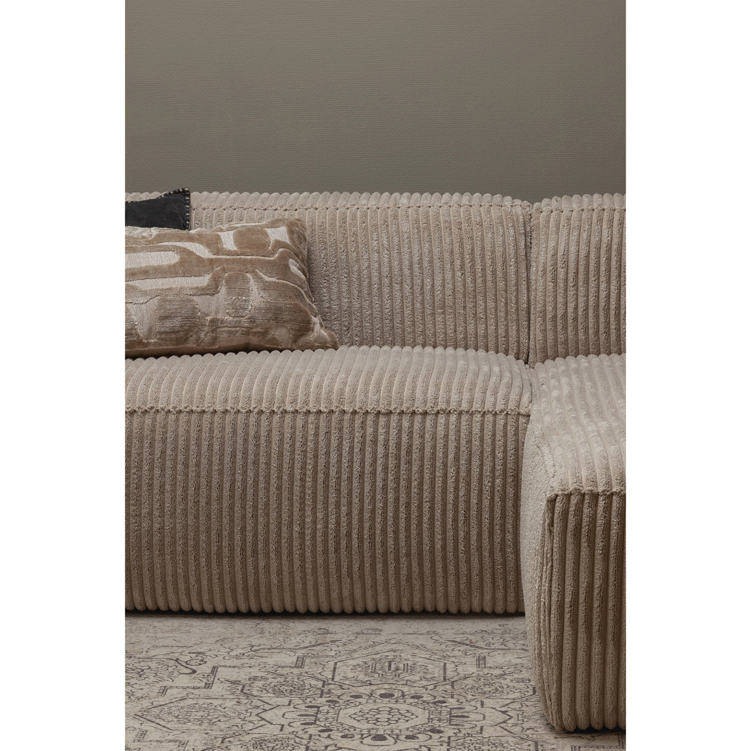 Bean chaise longue bank rechts chenille velvet taupe
