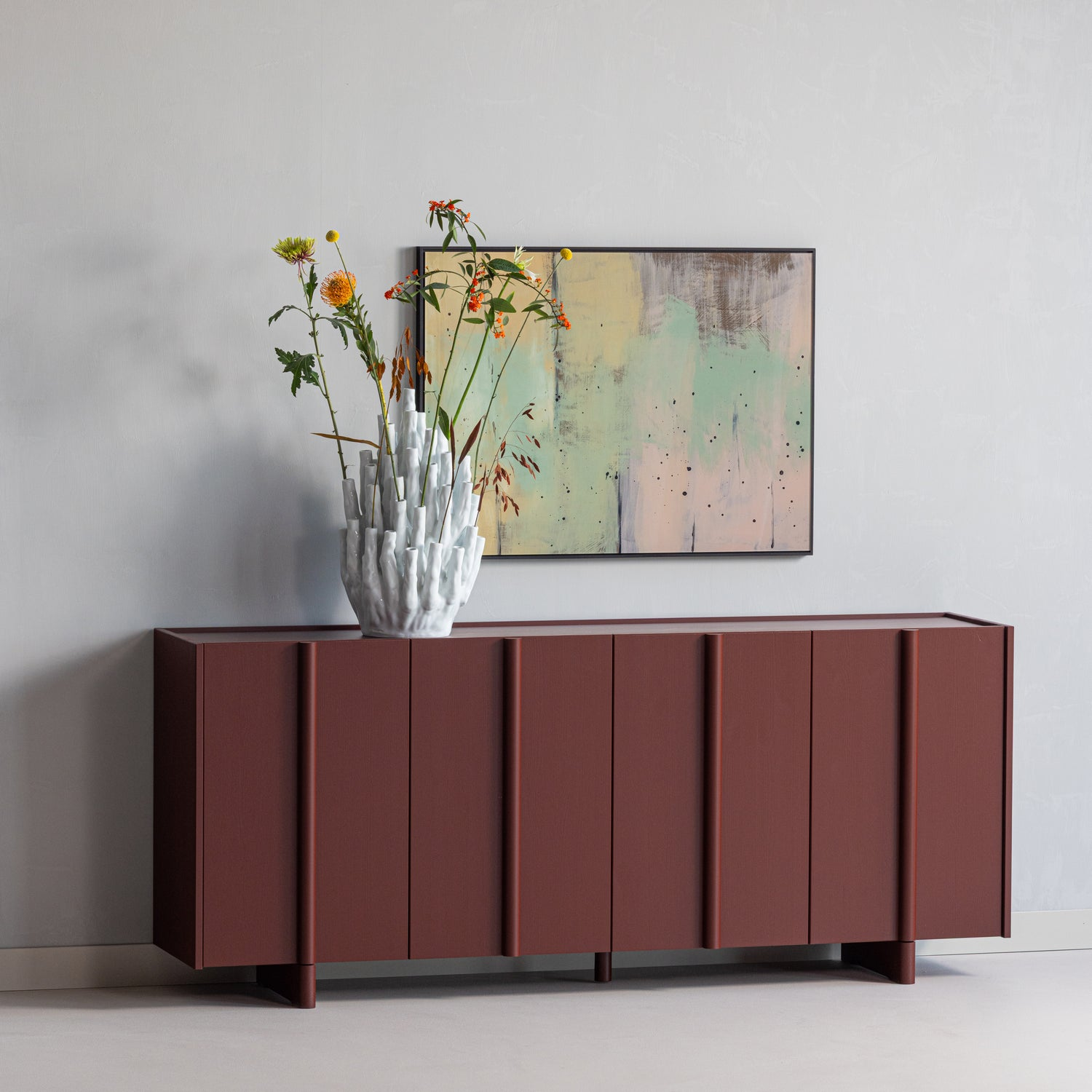 Basu dressoir grenen bordeauxrood [fsc]