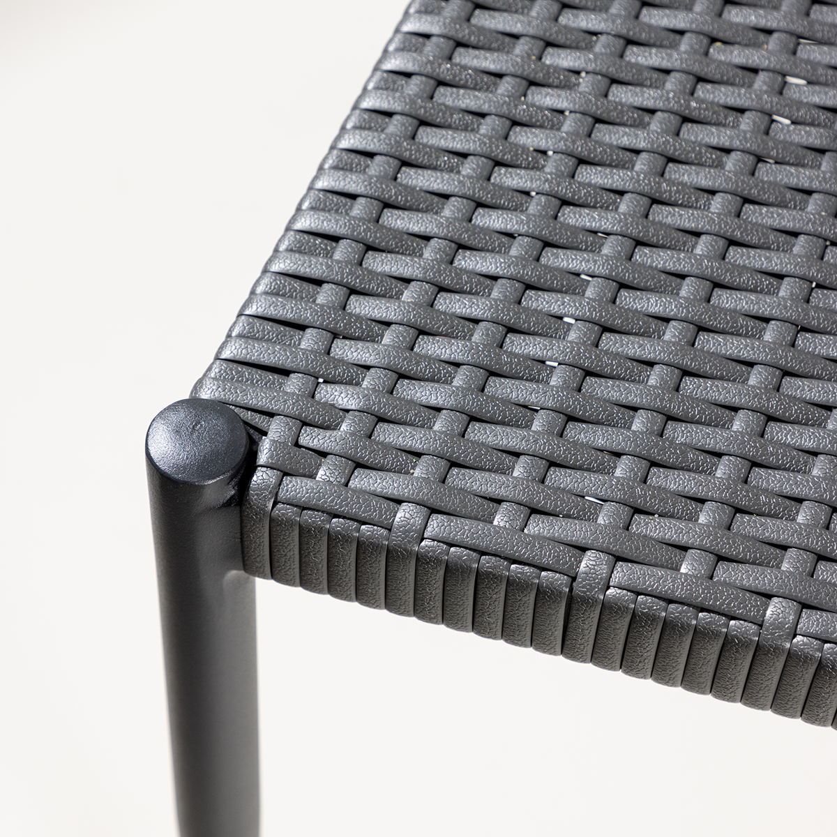 Aluminium tuinstoel zwart Julian- rattan zitting - set van 2
