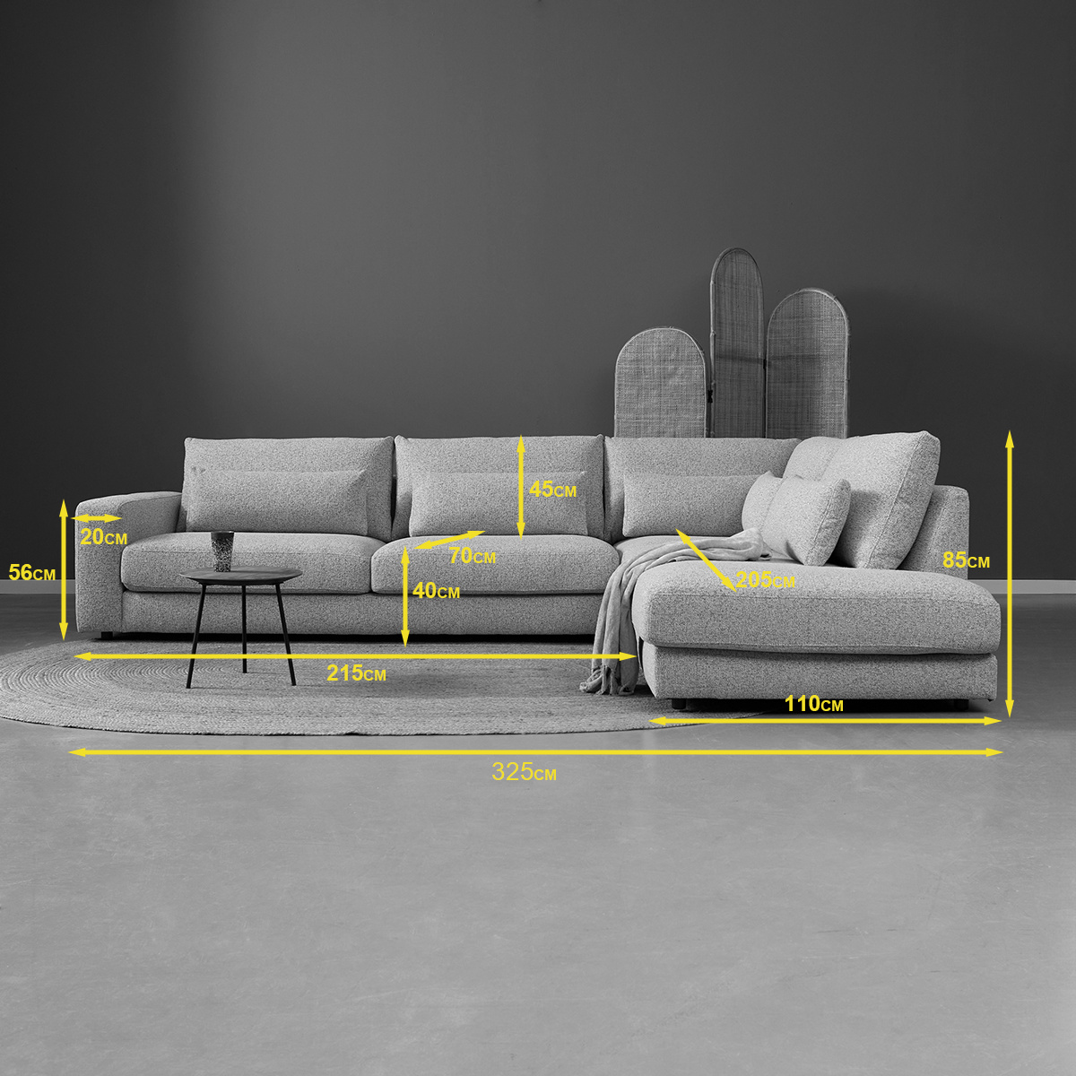 Hoekbank Lusaro Lichtgrijs Ottoman