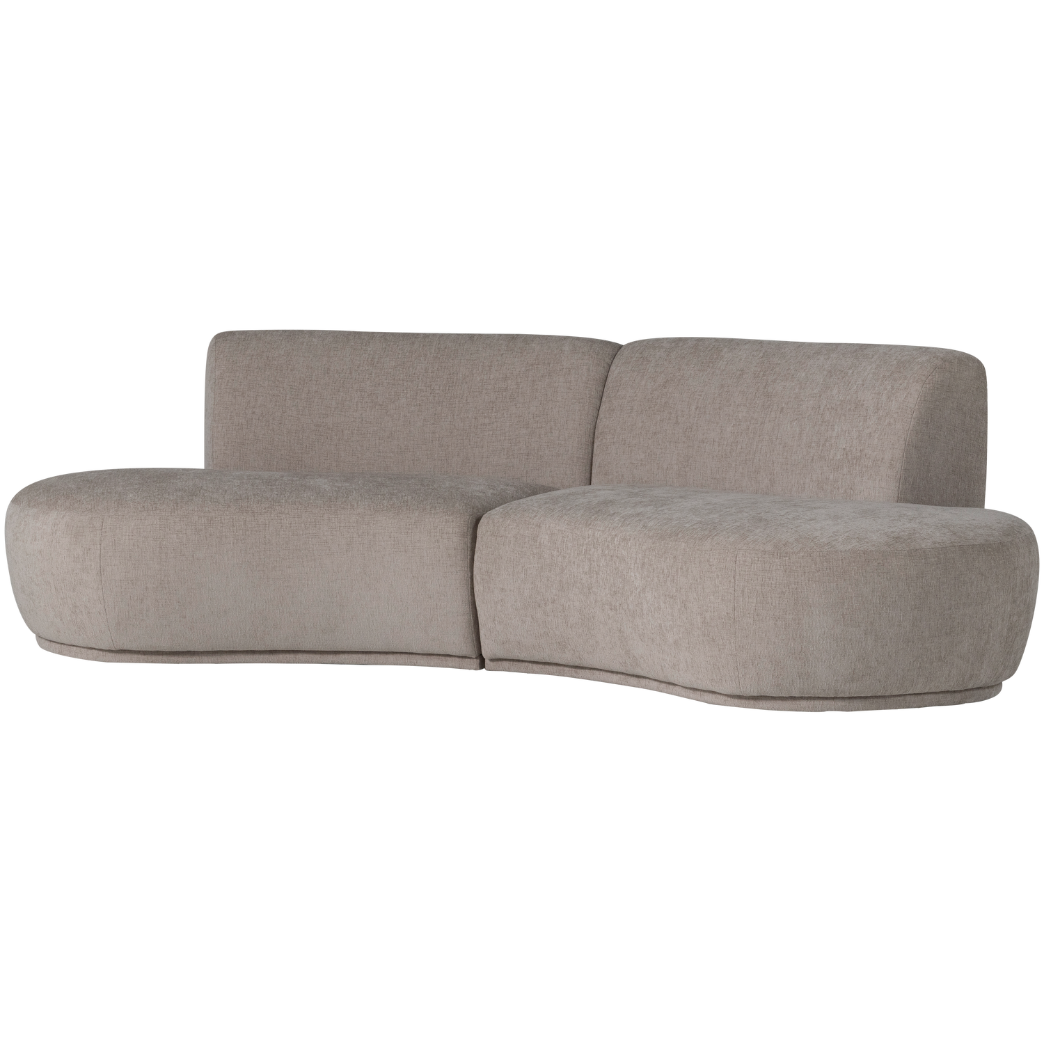 Batavier half ronde bank 4-zits velvet lichtbruin melange