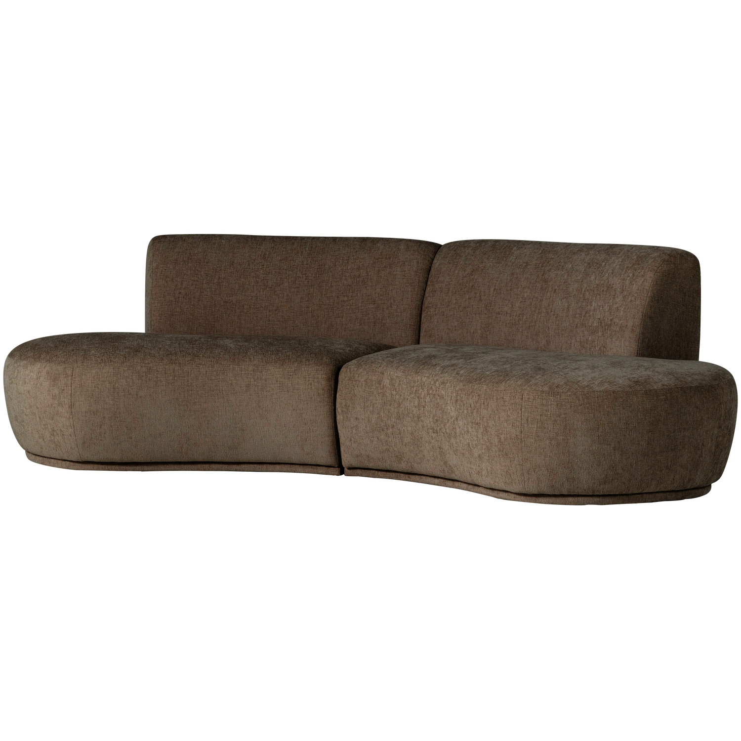 Batavier half ronde bank 4-zits velvet lichtbruin melange