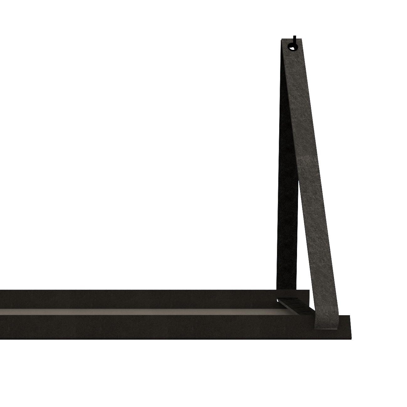 Stalen wandplank 70x20cm - incl. leren plankdragers
